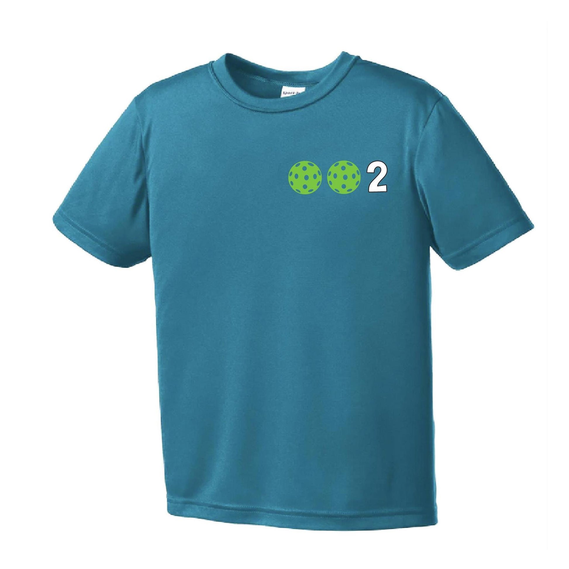 002 Pickleball (Colors Yellow Green White) | Youth Short Sleeve Pickleball Performance T-Shirts | 100% Polyester