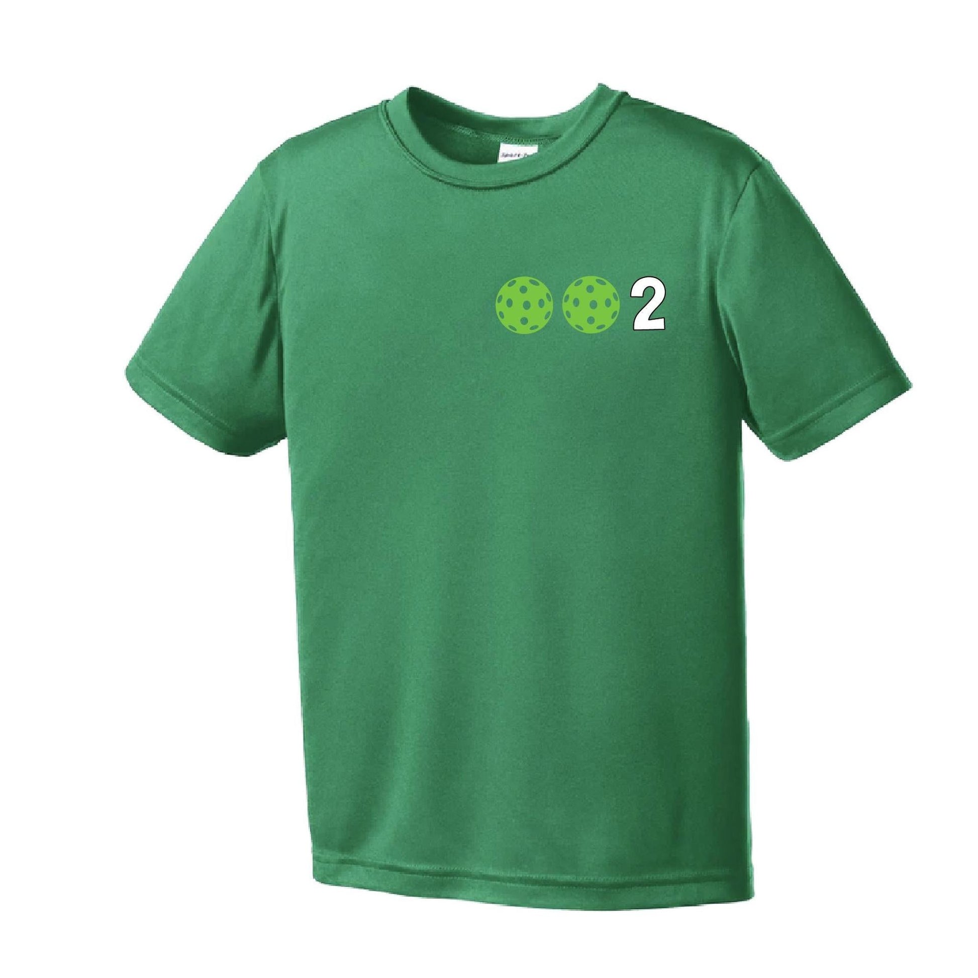 002 Pickleball (Colors Yellow Green White) | Youth Short Sleeve Pickleball Performance T-Shirts | 100% Polyester
