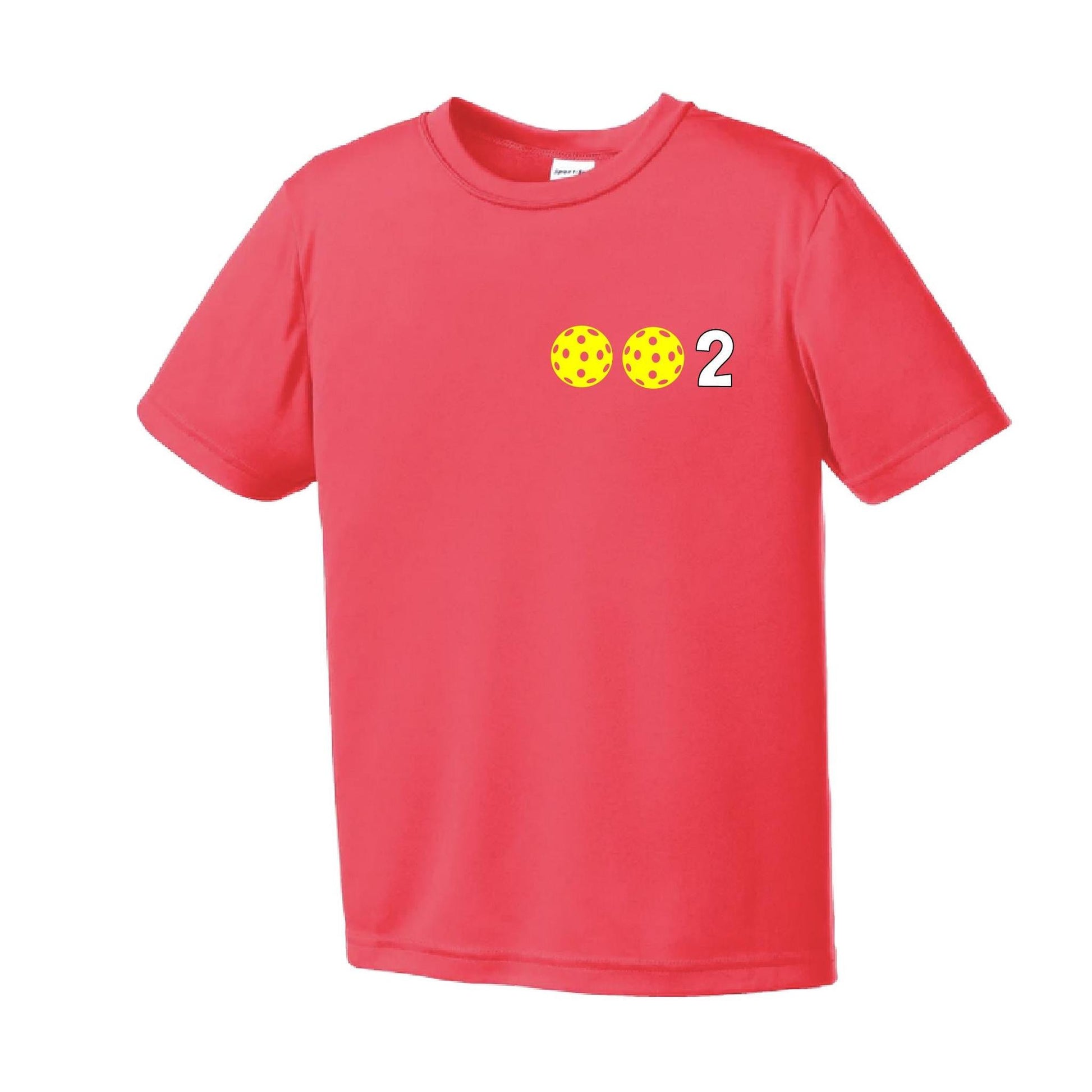 002 Pickleball (Colors Yellow Green White) | Youth Short Sleeve Pickleball Performance T-Shirts | 100% Polyester