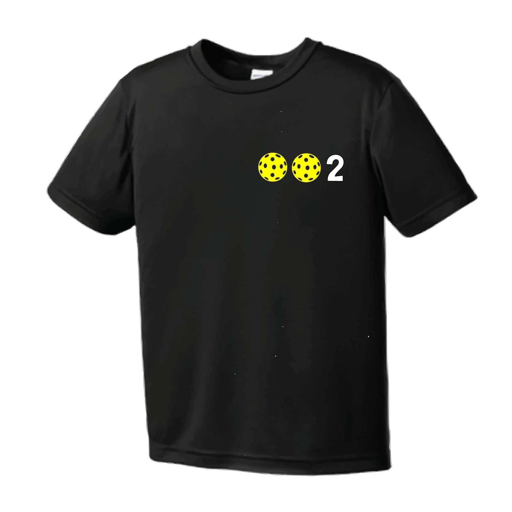 002 Pickleball (Colors Yellow Green White) | Youth Short Sleeve Pickleball Performance T-Shirts | 100% Polyester