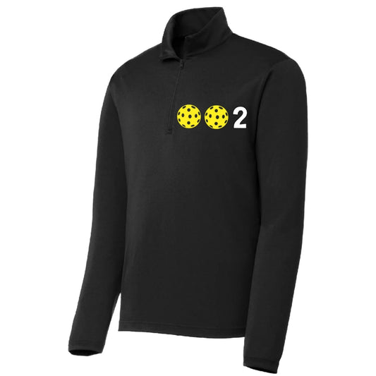 002 Pickleball (Colors Yellow White Or Cyan) | Men's 1/4 Zip Long Sleeve Pullover Athletic Performance Shirt | 100% Polyester