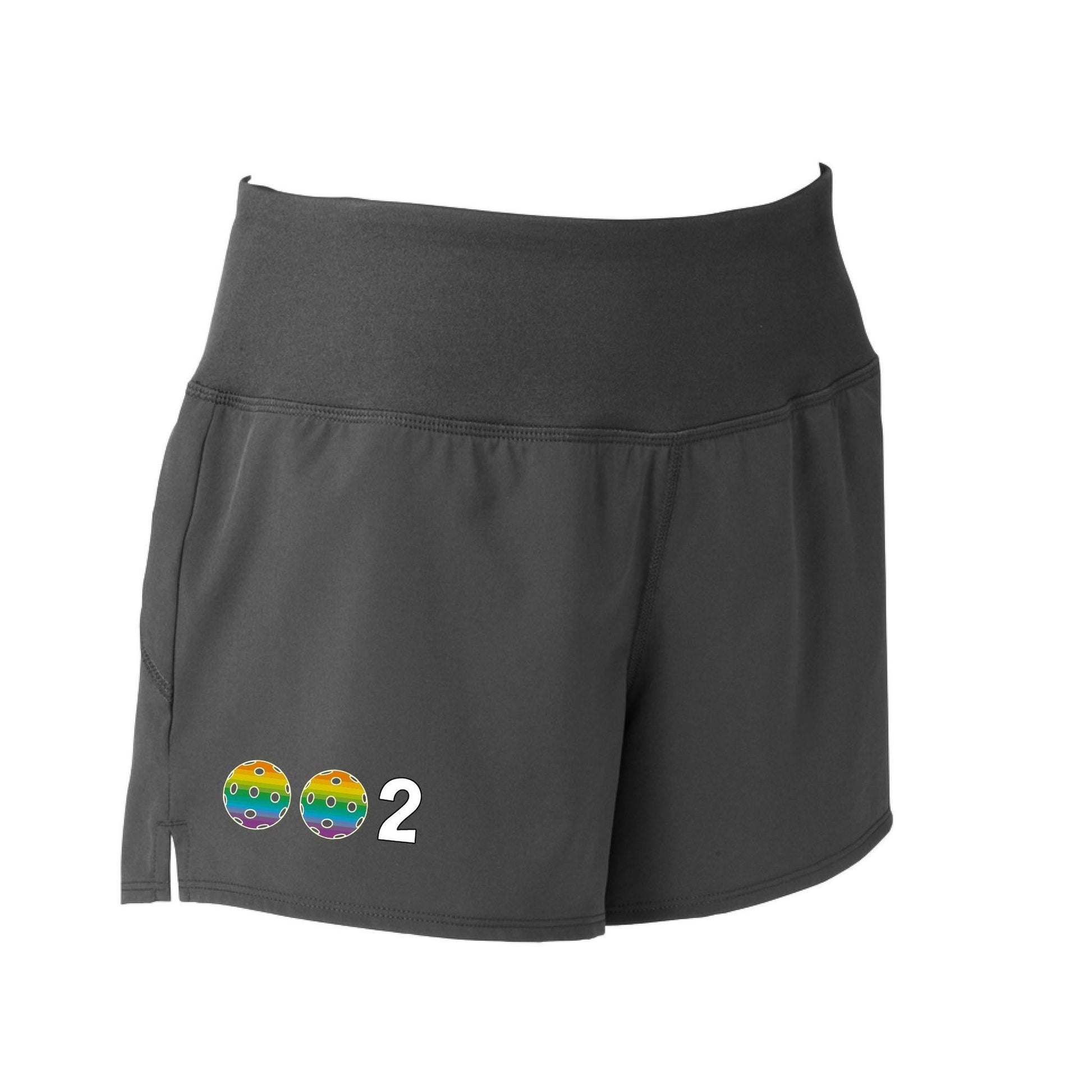 002 With Pickleballs (Colors Cyan Orange Purple Rainbow) | Women's Pickleball Shorts