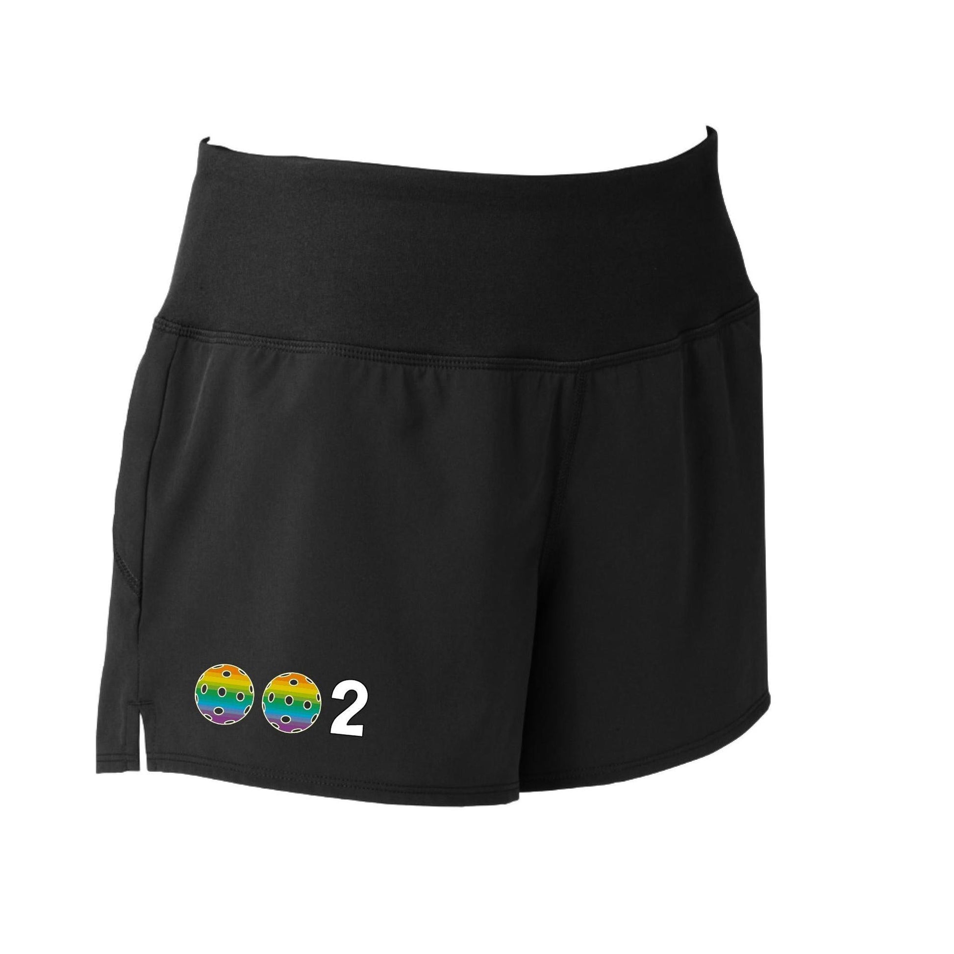 002 With Pickleballs (Colors Cyan Orange Purple Rainbow) | Women's Pickleball Shorts