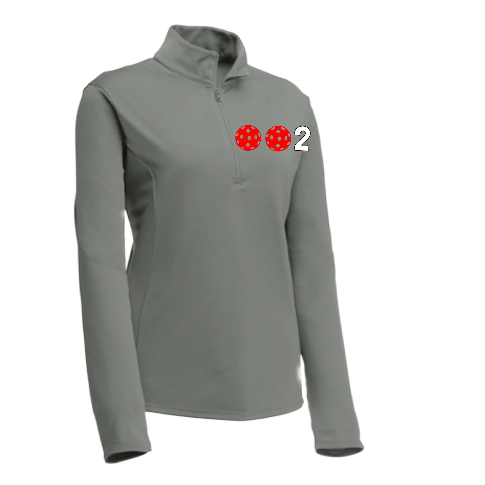 002 With Pickleballs (Colors Cyan Red Orange) | Women's 1/4 Zip Pullover Athletic Performance Shirt | 100% Polyester