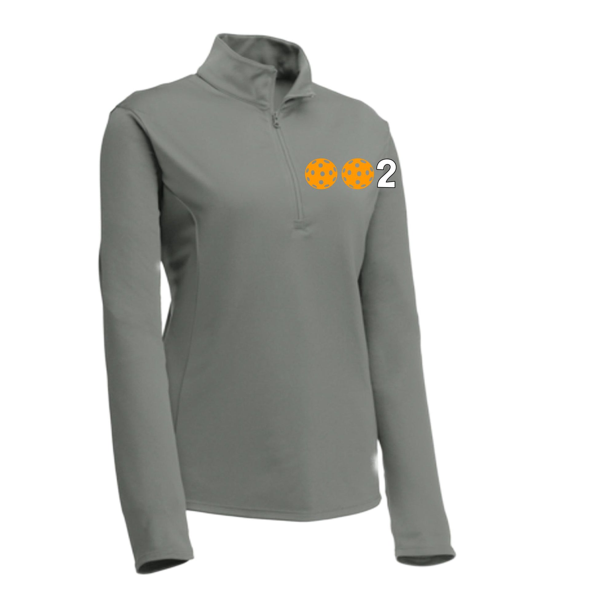002 With Pickleballs (Colors Cyan Red Orange) | Women's 1/4 Zip Pullover Athletic Performance Shirt | 100% Polyester