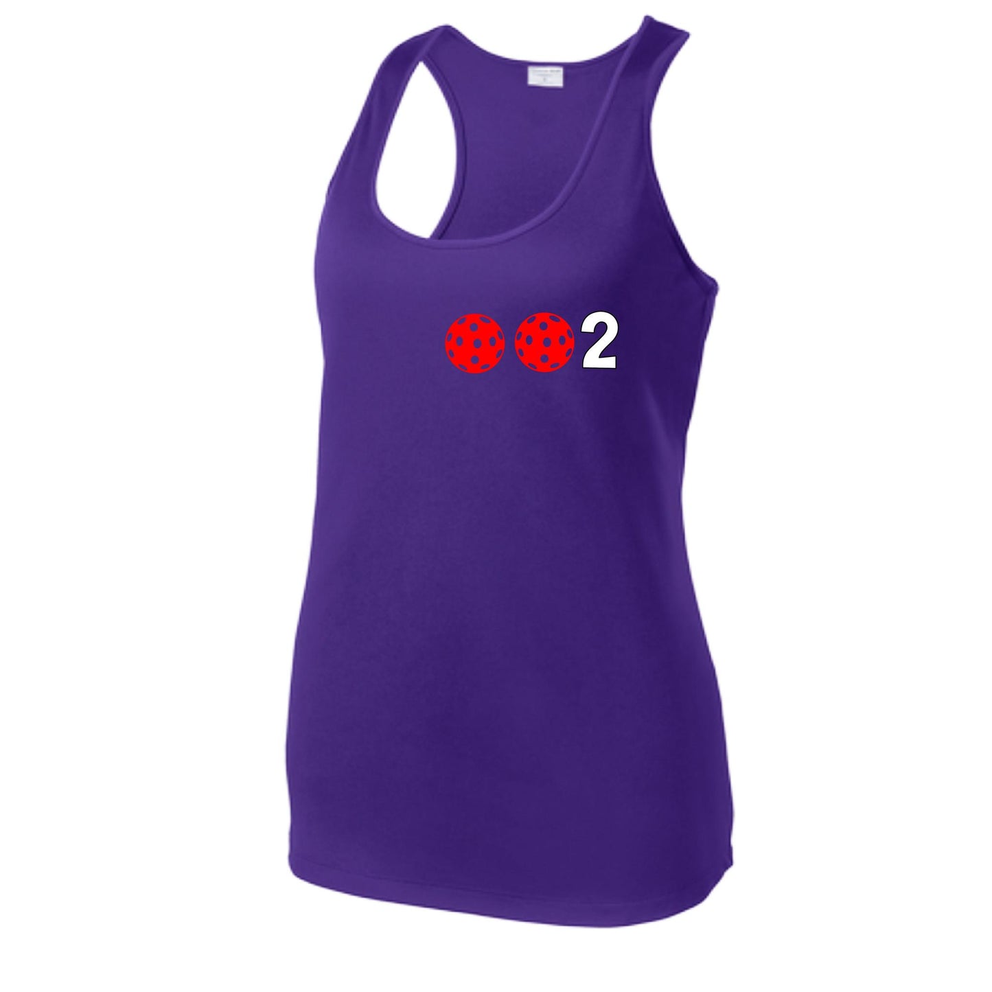 002 With Pickleballs (Colors Green Orange Red) Customizable | Women's Racerback Pickleball Tank | 100% Polyester