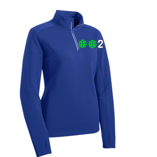 002 With Pickleballs (Colors Purple Rainbow Green) | Women's 1/4 Zip Pullover Athletic Performance Shirt | 100% Polyester