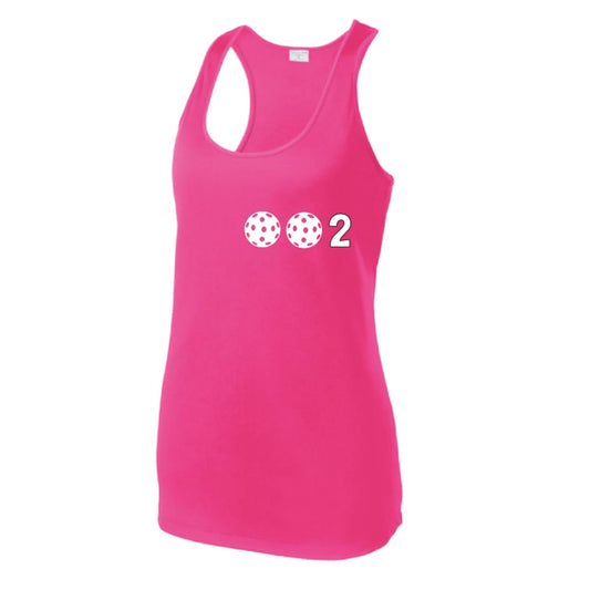 002 With Pickleballs (Colors Yellow Pink White) Customizable | Women's Racerback Pickleball Tank | 100% Polyester