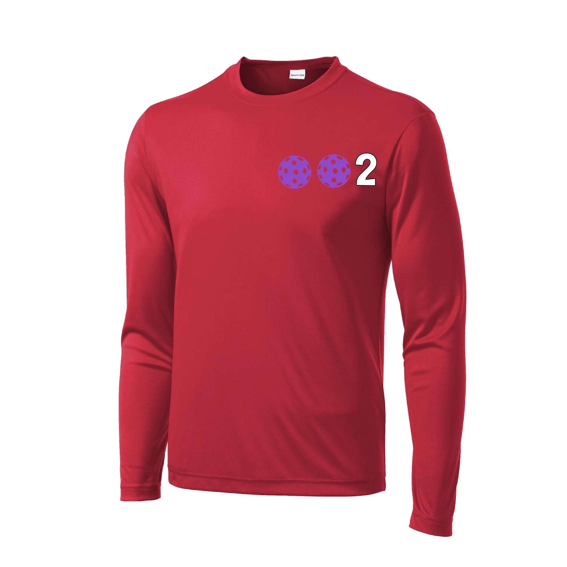 002 With Pickleballs (Cyan Purple Rainbow) Customizable | Men's Long Sleeve Athletic Performance T-Shirt | 100% Polyester