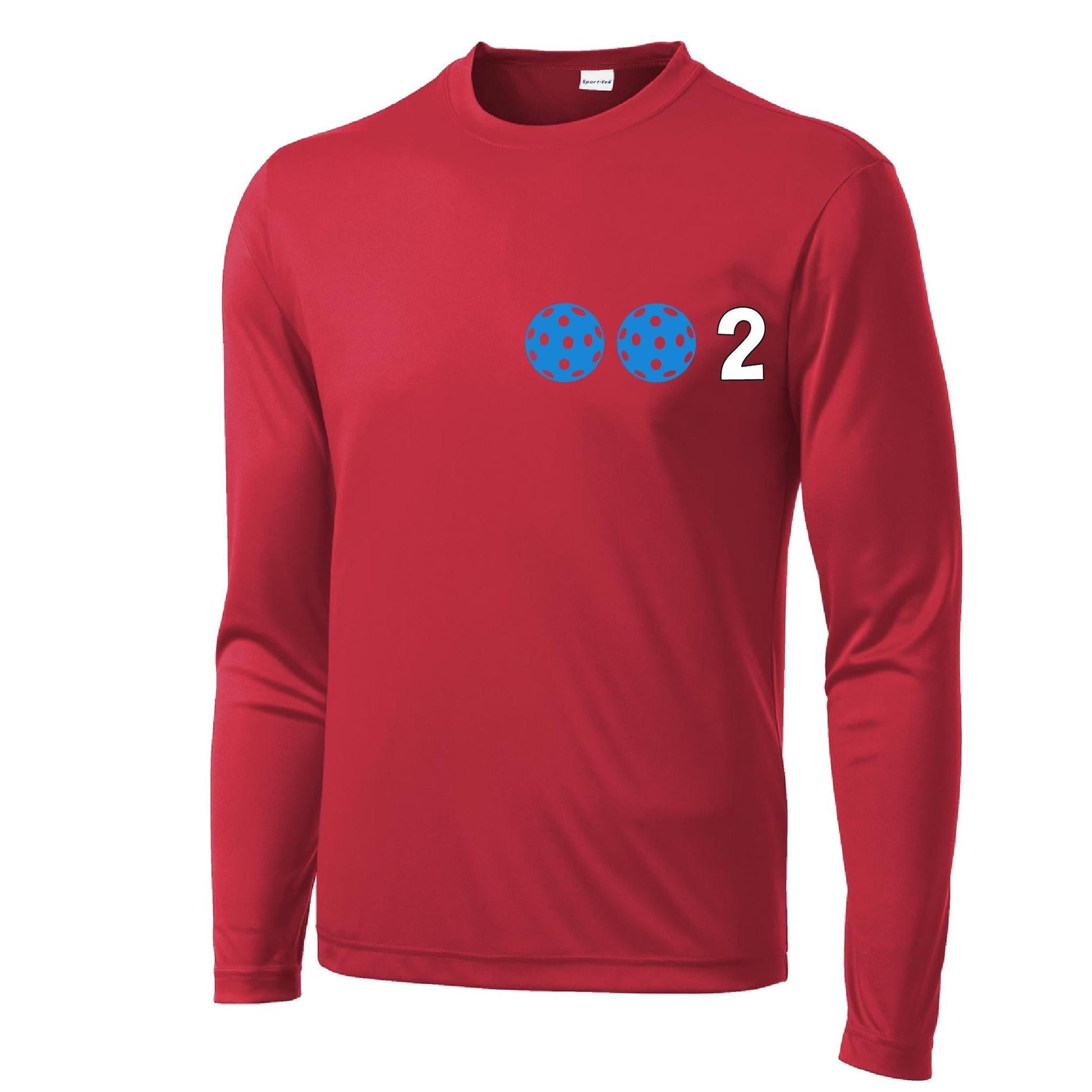002 With Pickleballs (Cyan Purple Rainbow) Customizable | Men's Long Sleeve Athletic Performance T-Shirt | 100% Polyester