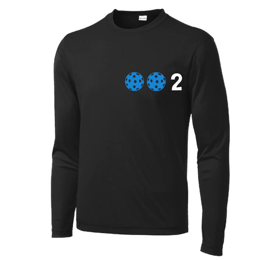 002 With Pickleballs (Cyan Purple Rainbow) Customizable | Men's Long Sleeve Athletic Performance T-Shirt | 100% Polyester