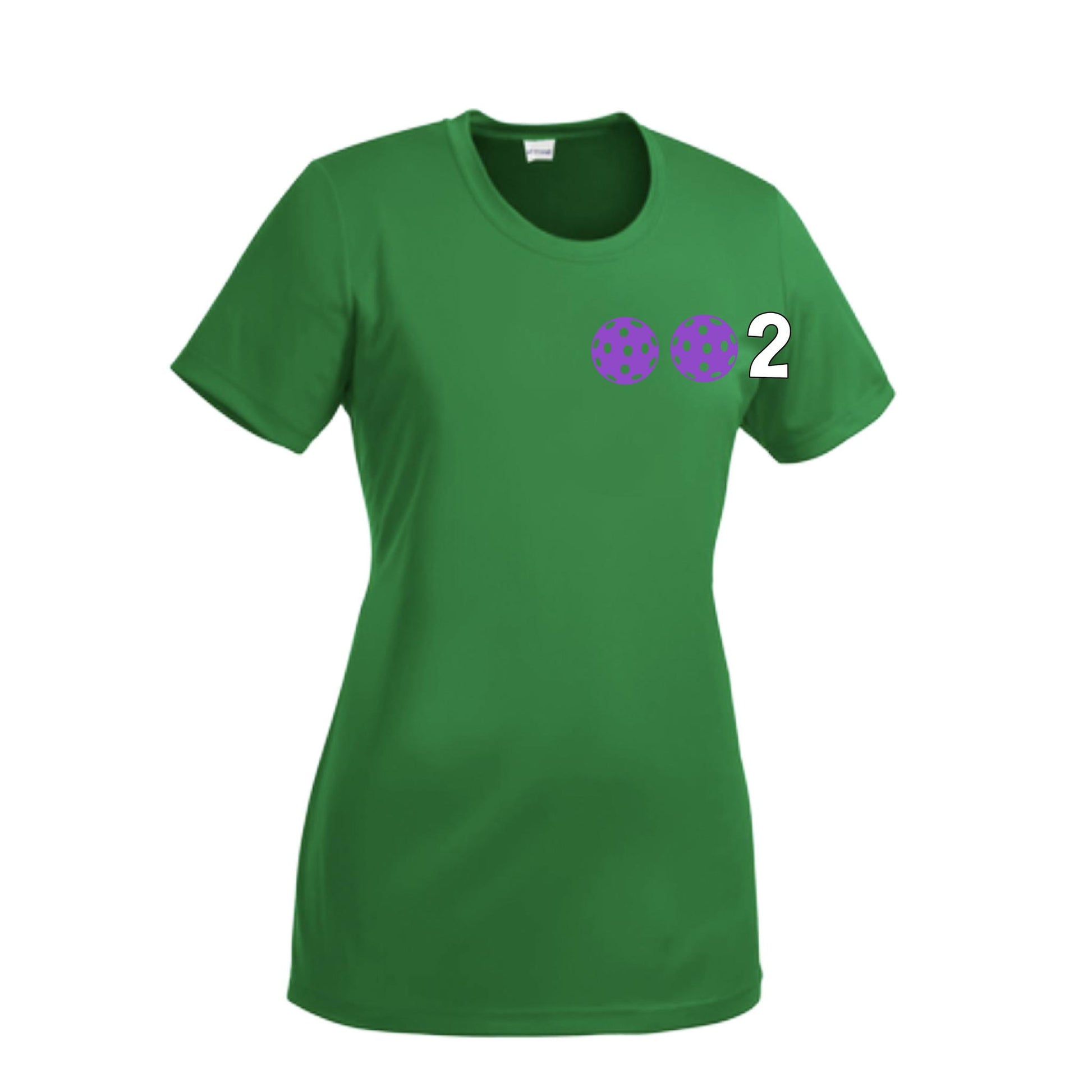 002 With Pickleballs (Cyan Purple Rainbow) Customizable | Women’s Short Sleeve Crewneck Pickleball Performance T-Shirts | 100% Polyester