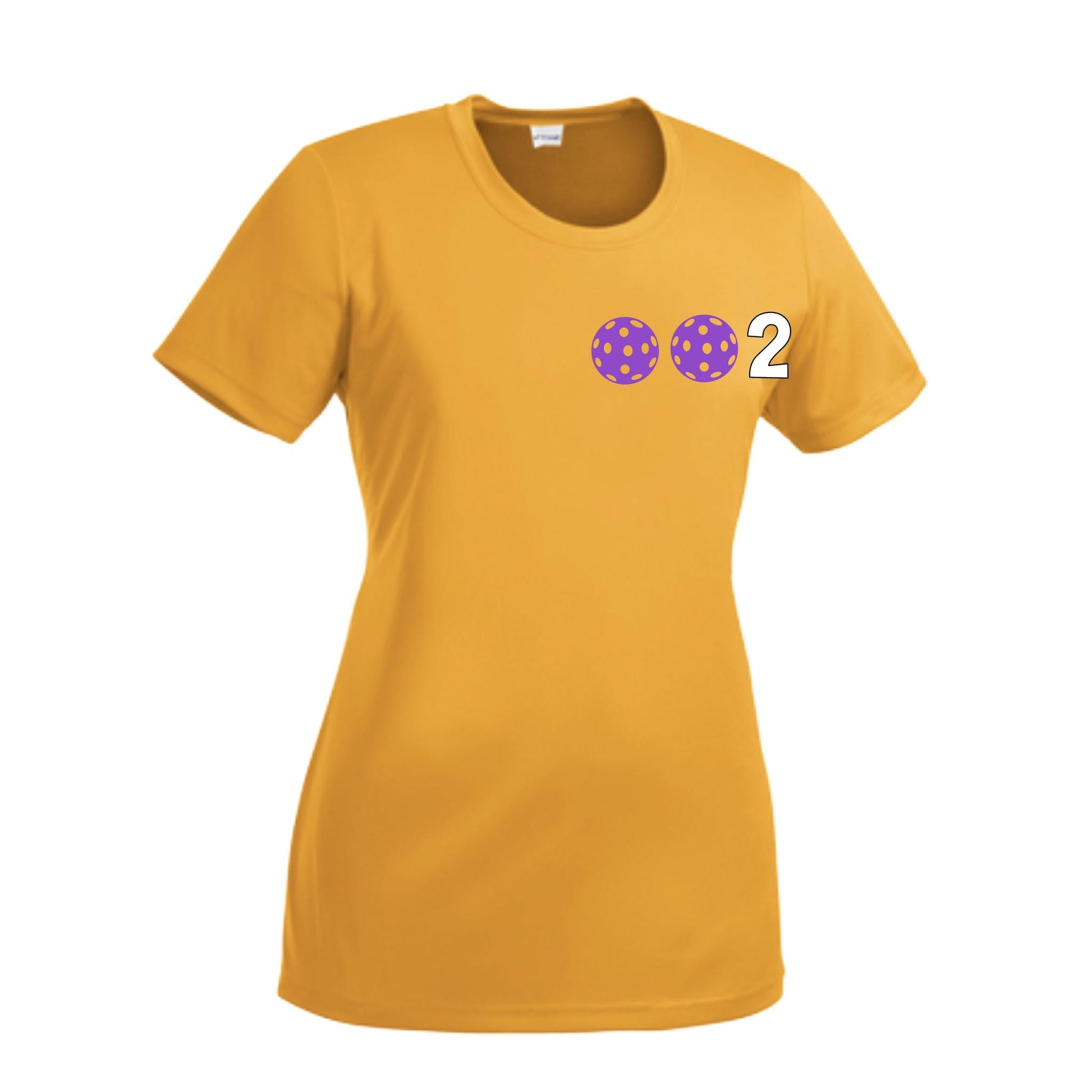 002 With Pickleballs (Cyan Purple Rainbow) Customizable | Women’s Short Sleeve Crewneck Pickleball Performance T-Shirts | 100% Polyester