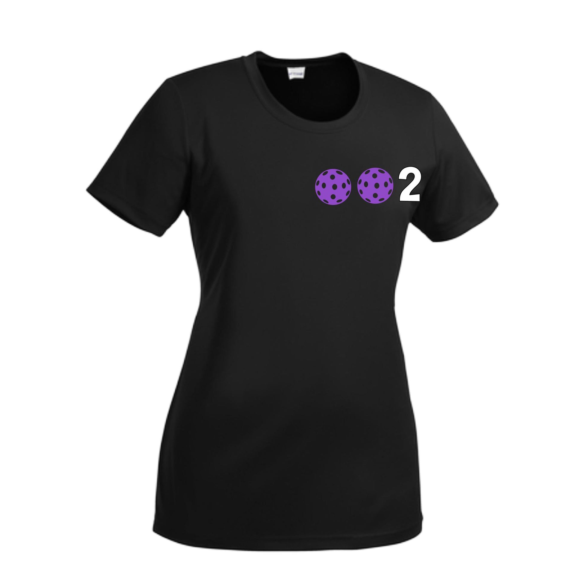 002 With Pickleballs (Cyan Purple Rainbow) Customizable | Women’s Short Sleeve Crewneck Pickleball Performance T-Shirts | 100% Polyester