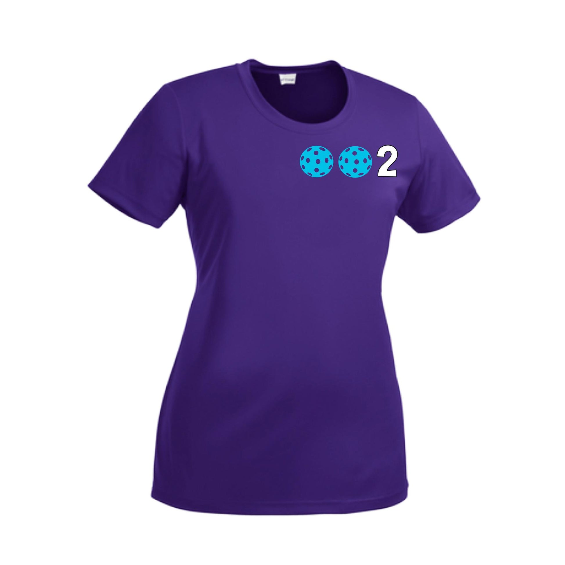 002 With Pickleballs (Cyan Purple Rainbow) Customizable | Women’s Short Sleeve Crewneck Pickleball Performance T-Shirts | 100% Polyester