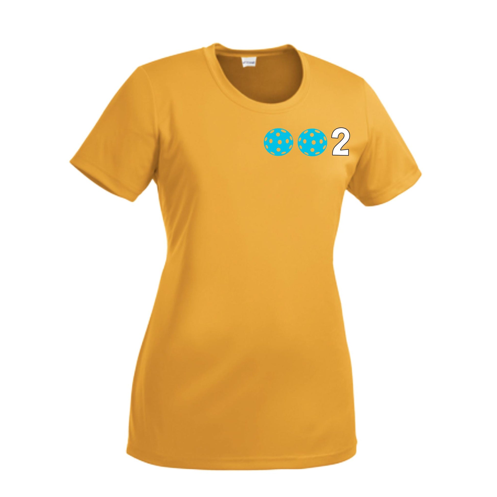 002 With Pickleballs (Cyan Purple Rainbow) Customizable | Women’s Short Sleeve Crewneck Pickleball Performance T-Shirts | 100% Polyester