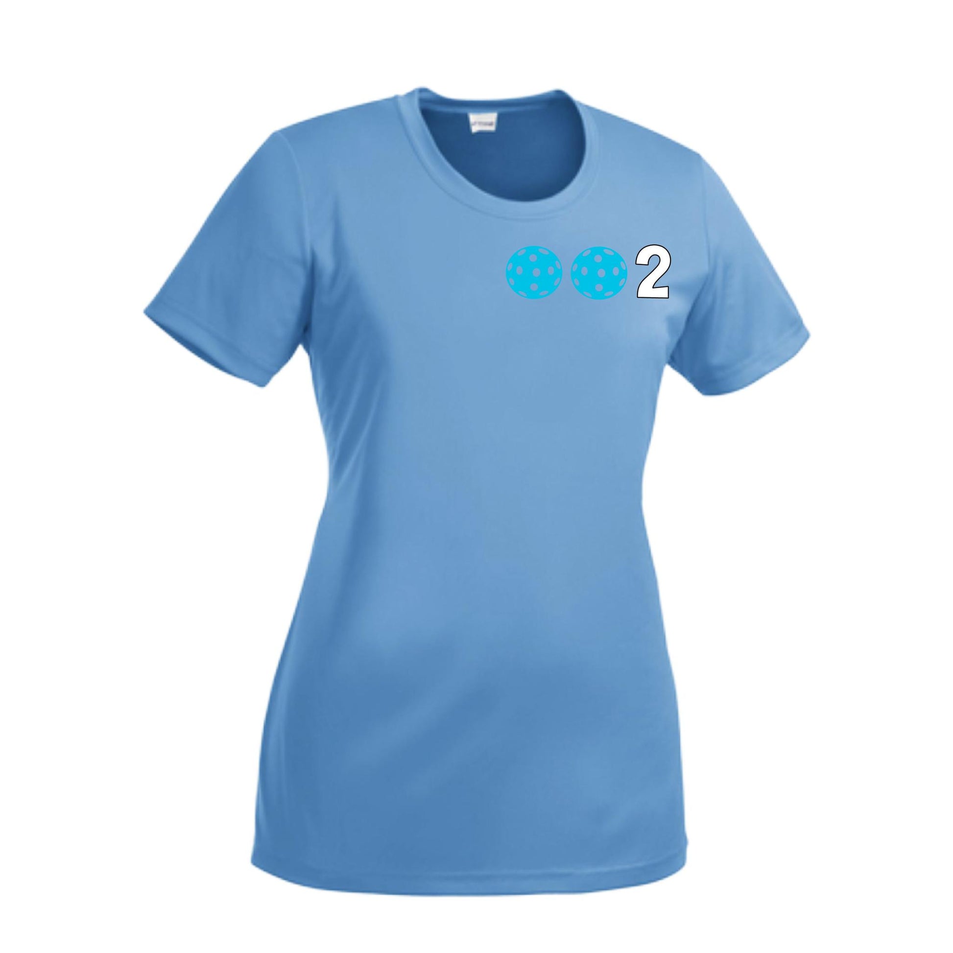 002 With Pickleballs (Cyan Purple Rainbow) Customizable | Women’s Short Sleeve Crewneck Pickleball Performance T-Shirts | 100% Polyester