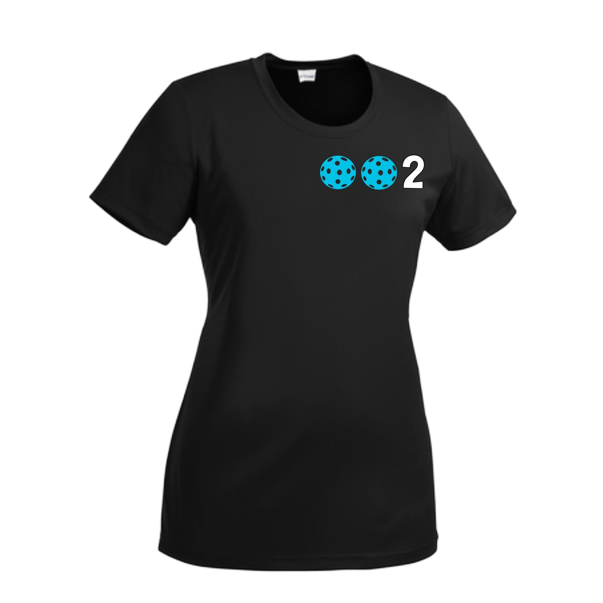 002 With Pickleballs (Cyan Purple Rainbow) Customizable | Women’s Short Sleeve Crewneck Pickleball Performance T-Shirts | 100% Polyester