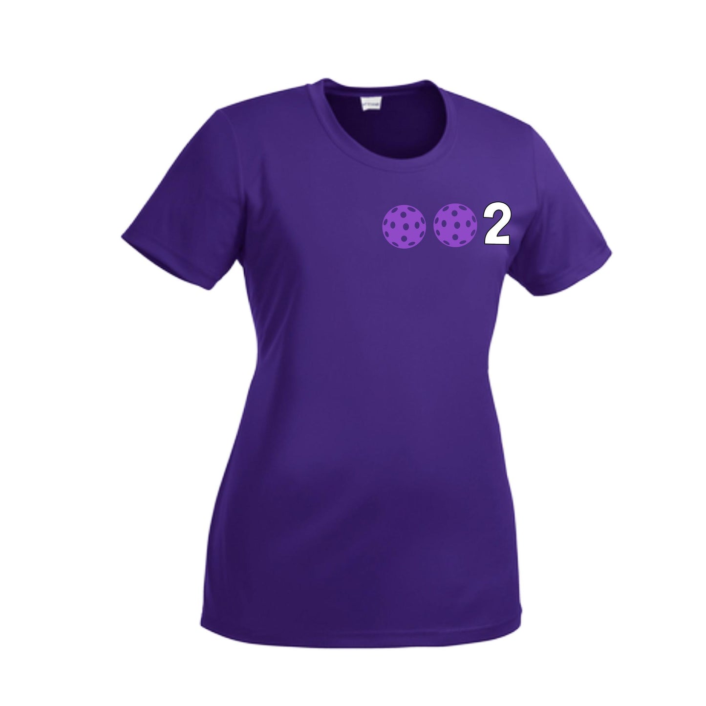 002 With Pickleballs (Cyan Purple Rainbow) Customizable | Women’s Short Sleeve Crewneck Pickleball Performance T-Shirts | 100% Polyester