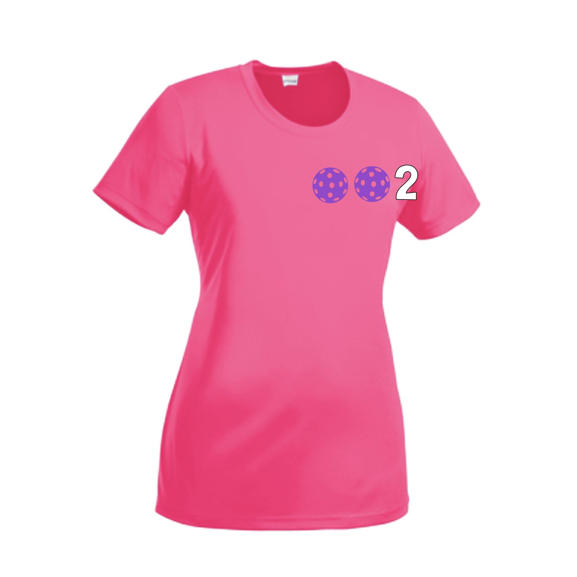 002 With Pickleballs (Cyan Purple Rainbow) Customizable | Women’s Short Sleeve Crewneck Pickleball Performance T-Shirts | 100% Polyester