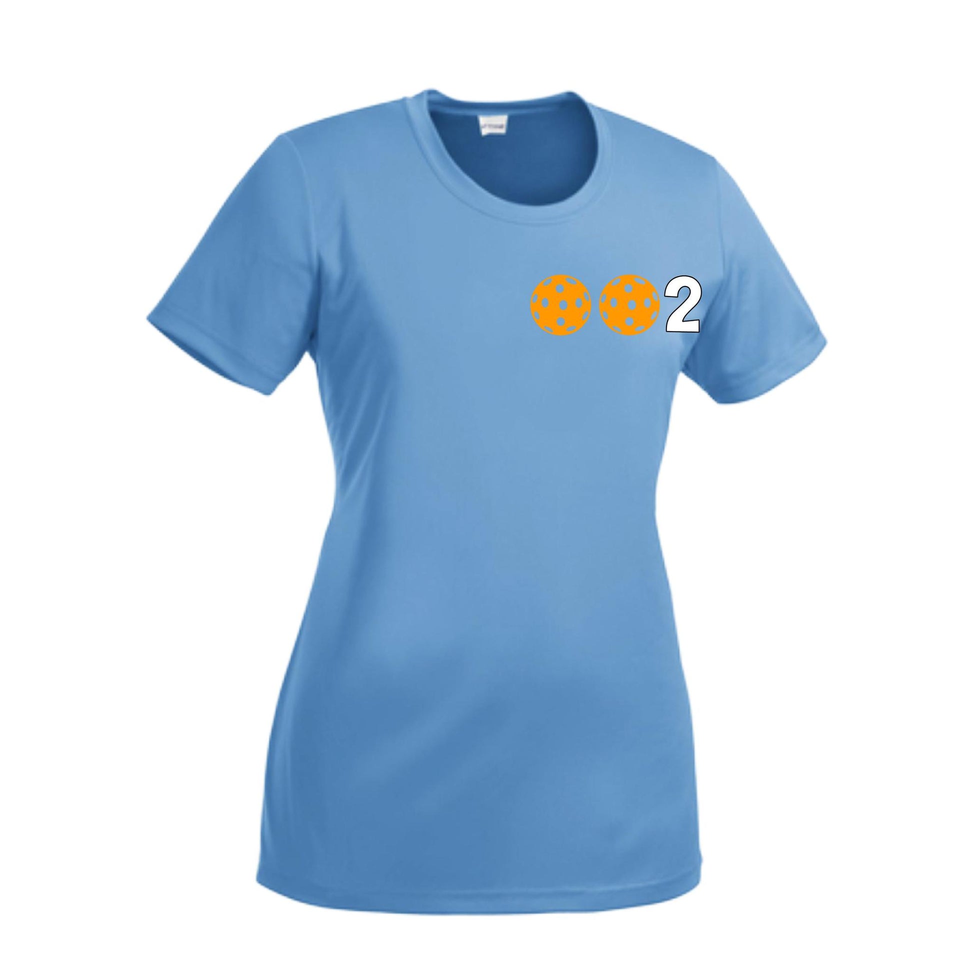 002 With Pickleballs (Green Orange Red) Customizable | Women’s Short Sleeve Crewneck Pickleball Performance T-Shirts | 100% Polyester
