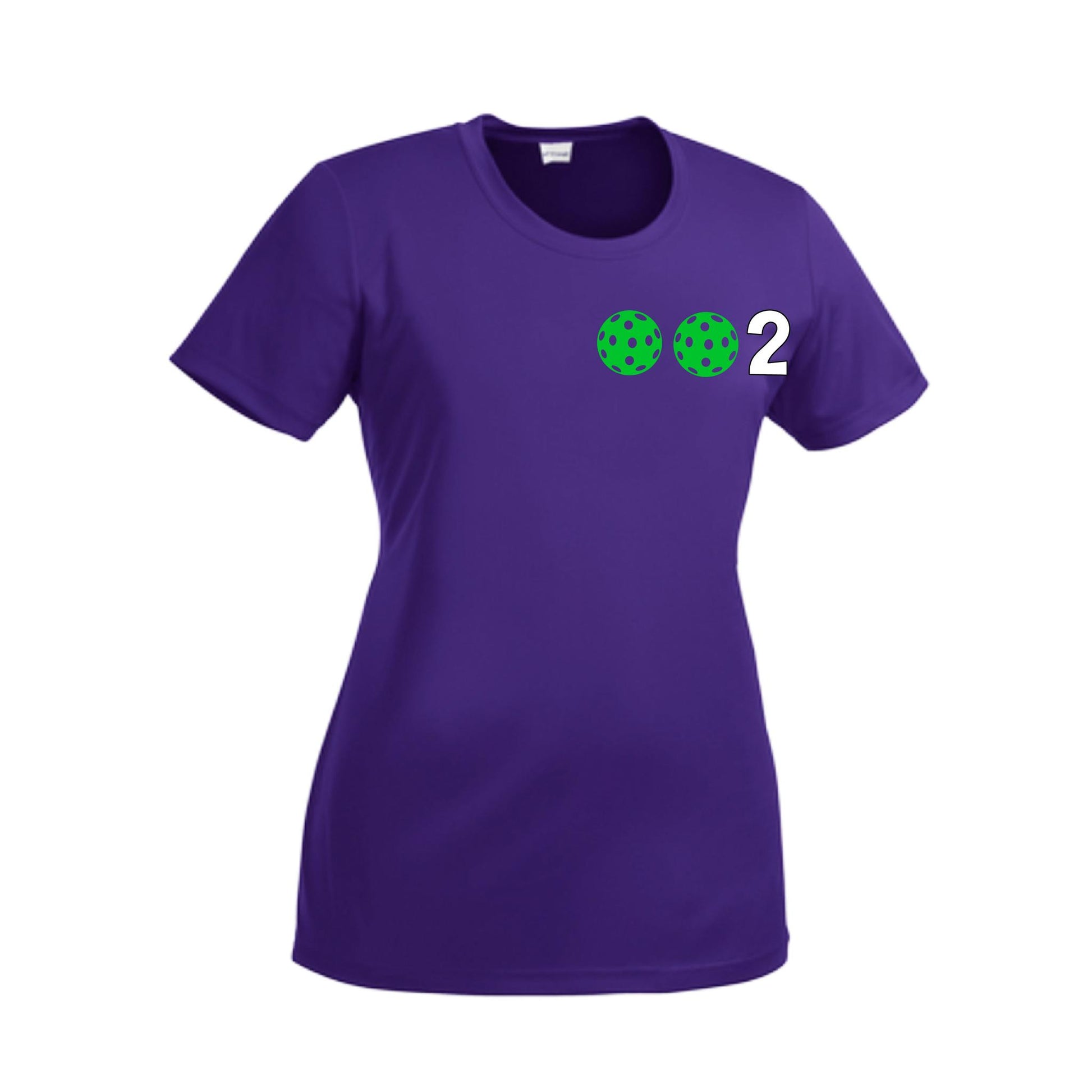 002 With Pickleballs (Green Orange Red) Customizable | Women’s Short Sleeve Crewneck Pickleball Performance T-Shirts | 100% Polyester