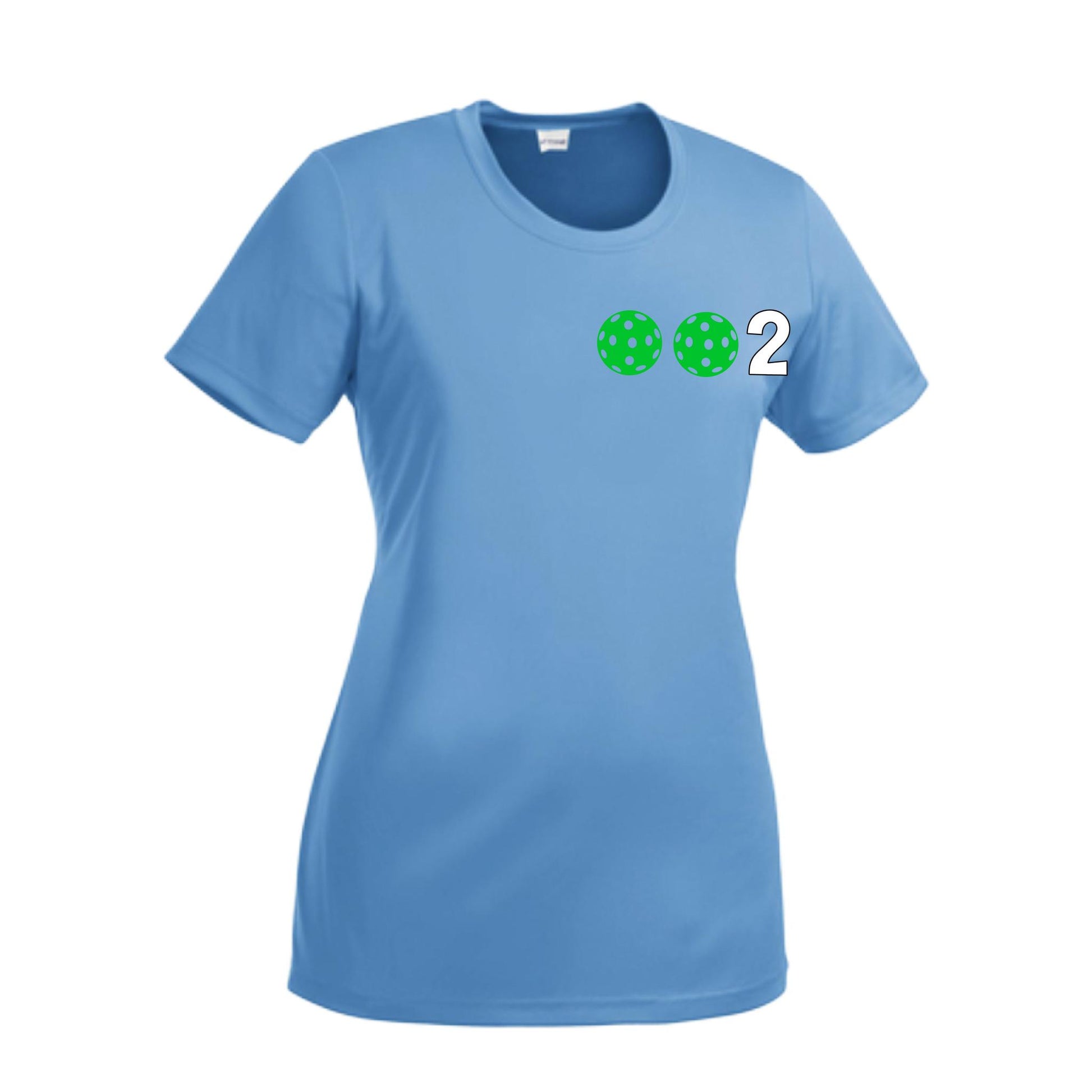 002 With Pickleballs (Green Orange Red) Customizable | Women’s Short Sleeve Crewneck Pickleball Performance T-Shirts | 100% Polyester