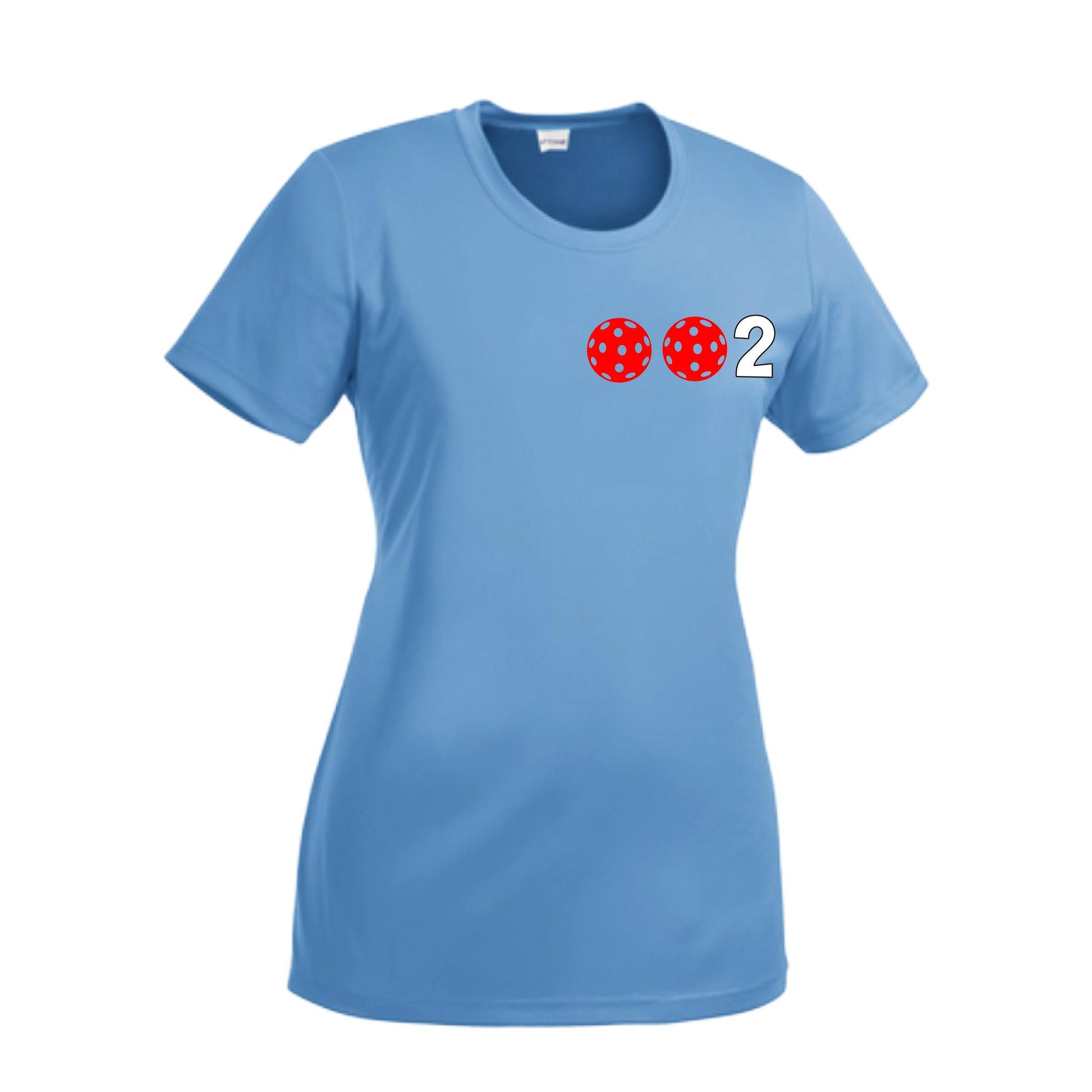 002 With Pickleballs (Green Orange Red) Customizable | Women’s Short Sleeve Crewneck Pickleball Performance T-Shirts | 100% Polyester