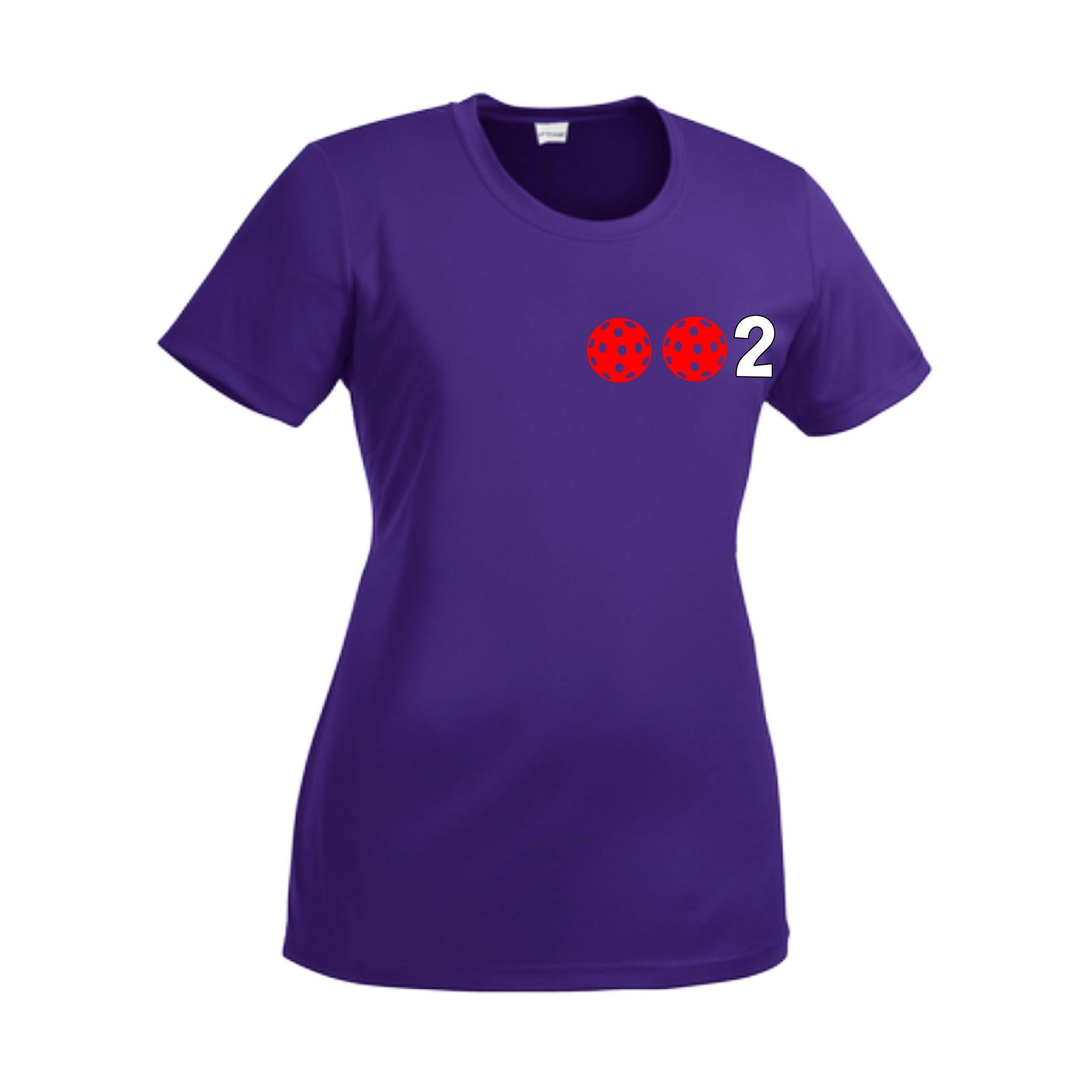 002 With Pickleballs (Green Orange Red) Customizable | Women’s Short Sleeve Crewneck Pickleball Performance T-Shirts | 100% Polyester