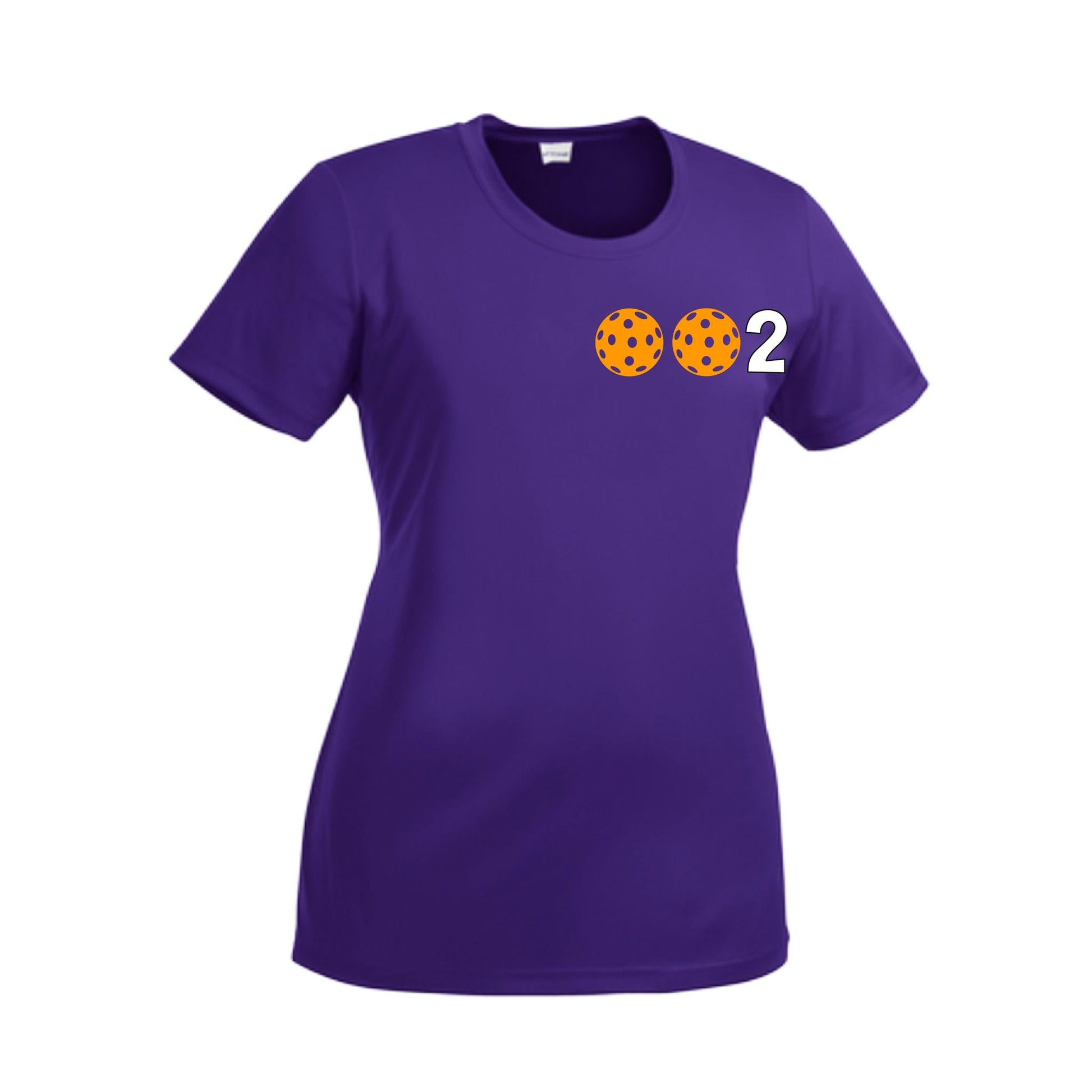 002 With Pickleballs (Green Orange Red) Customizable | Women’s Short Sleeve Crewneck Pickleball Performance T-Shirts | 100% Polyester