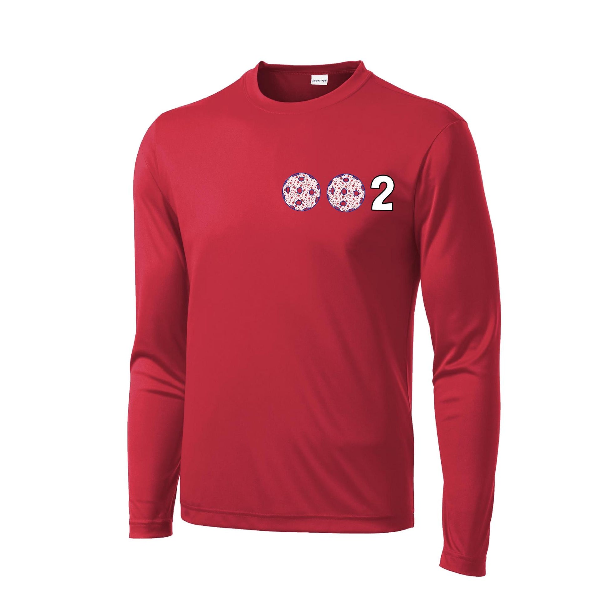 002 With Pickleballs (Patriotic Stars) | Men's Long Sleeve Athletic Performance T-Shirt | 100% Polyester