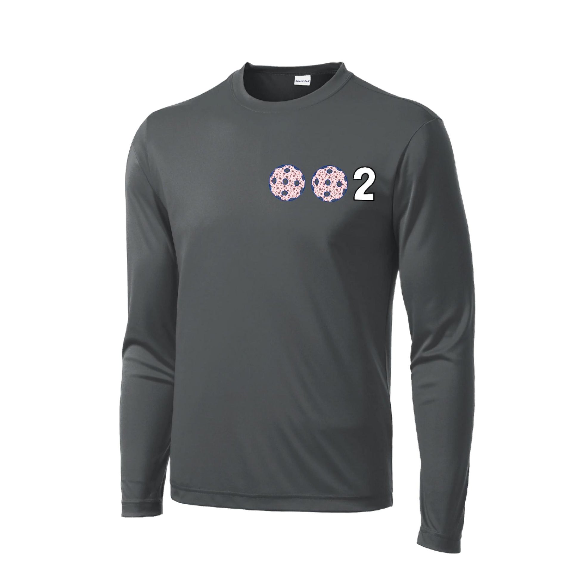 002 With Pickleballs (Patriotic Stars) | Men's Long Sleeve Athletic Performance T-Shirt | 100% Polyester