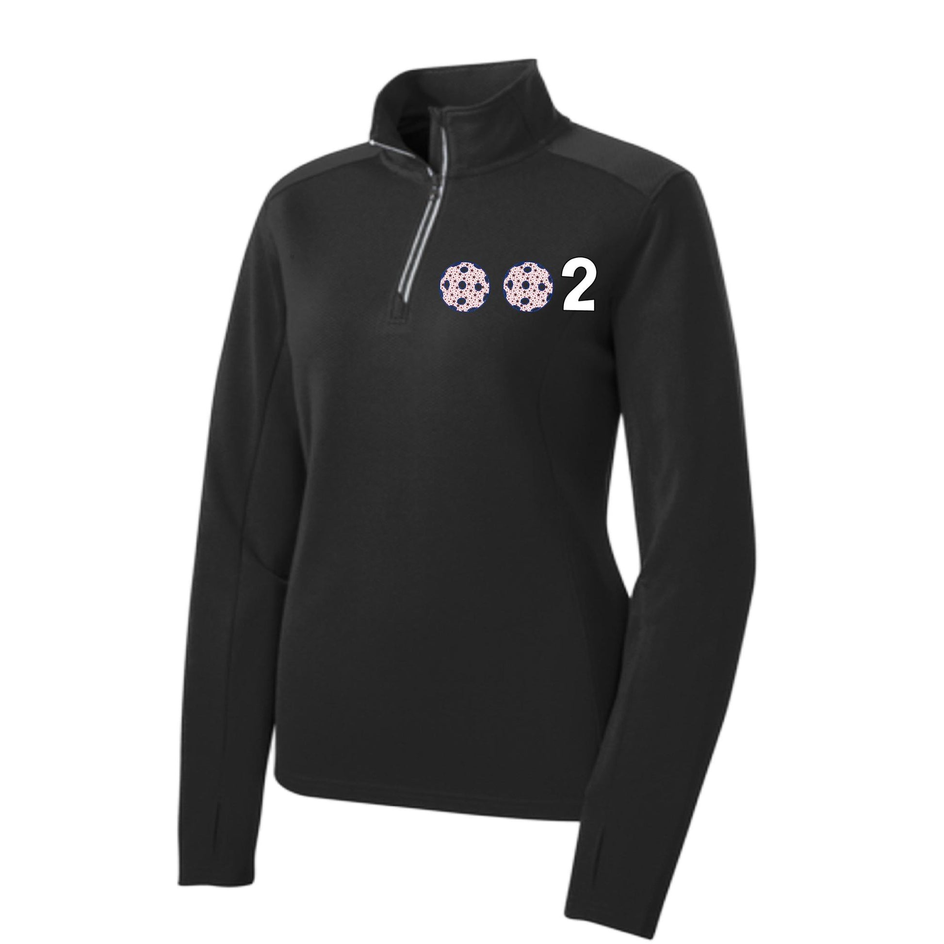 002 With Pickleballs (Patriotic Stars) | Women's 1/4 Zip Pullover Athletic Performance Shirt | 100% Polyester