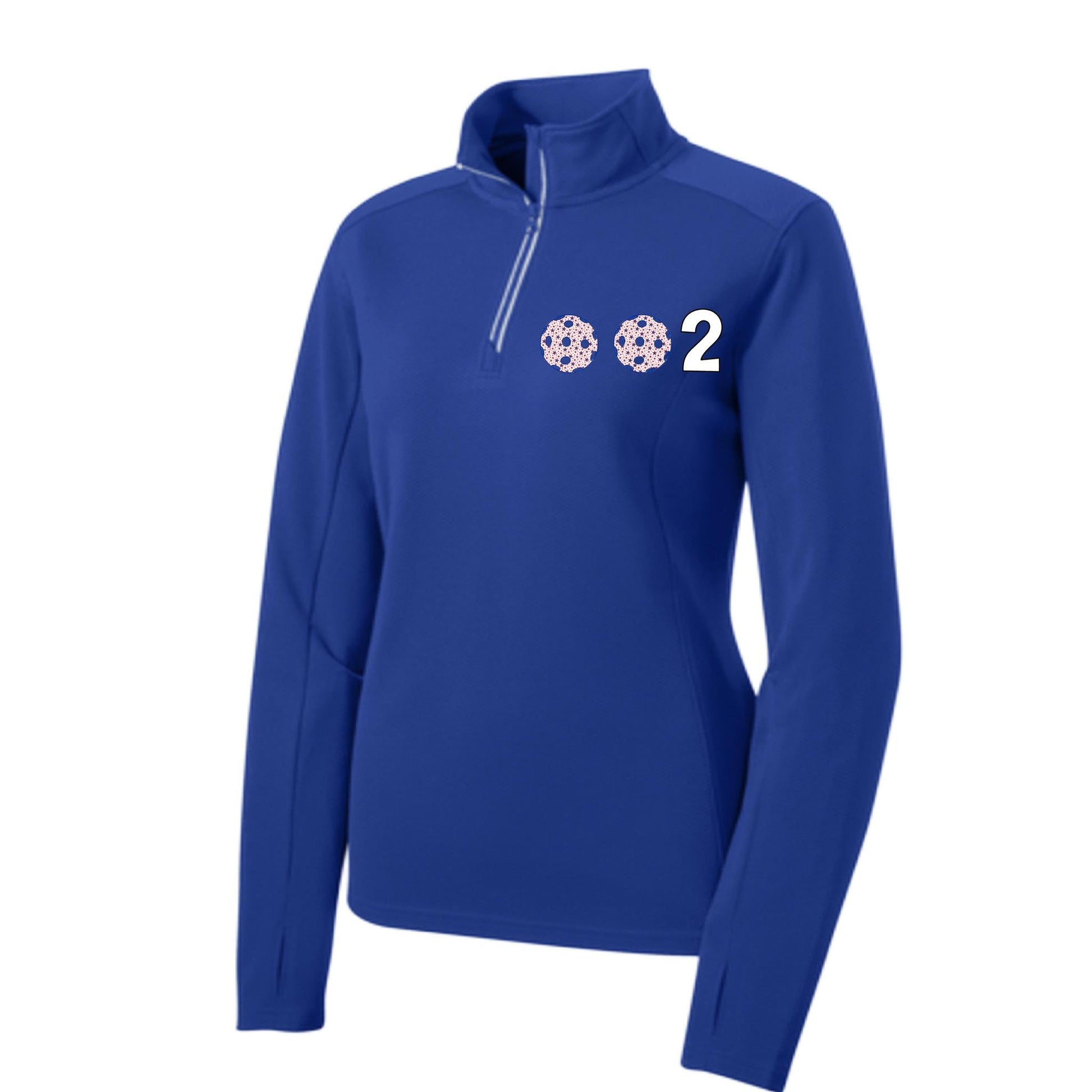 002 With Pickleballs (Patriotic Stars) | Women's 1/4 Zip Pullover Athletic Performance Shirt | 100% Polyester