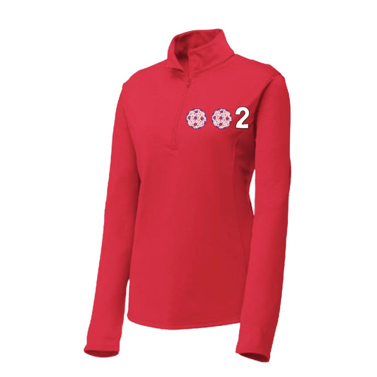 002 With Pickleballs (Patriotic Stars) | Women's 1/4 Zip Pullover Athletic Performance Shirt | 100% Polyester