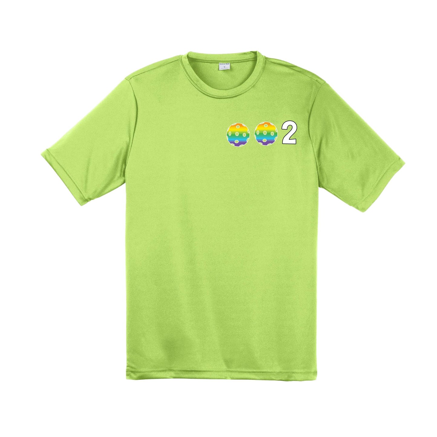 002 With Pickleballs (Purple Rainbow Pink) Customizable | Men's Short Sleeve Pickleball Performance T-Shirt | 100% Polyester