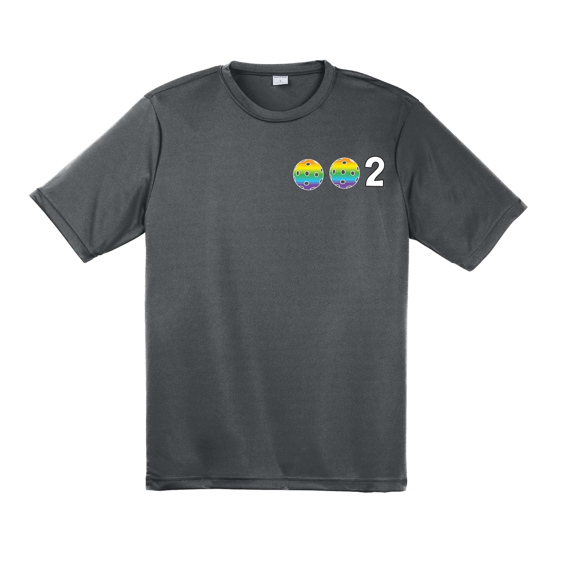 002 With Pickleballs (Purple Rainbow Pink) Customizable | Men's Short Sleeve Pickleball Performance T-Shirt | 100% Polyester
