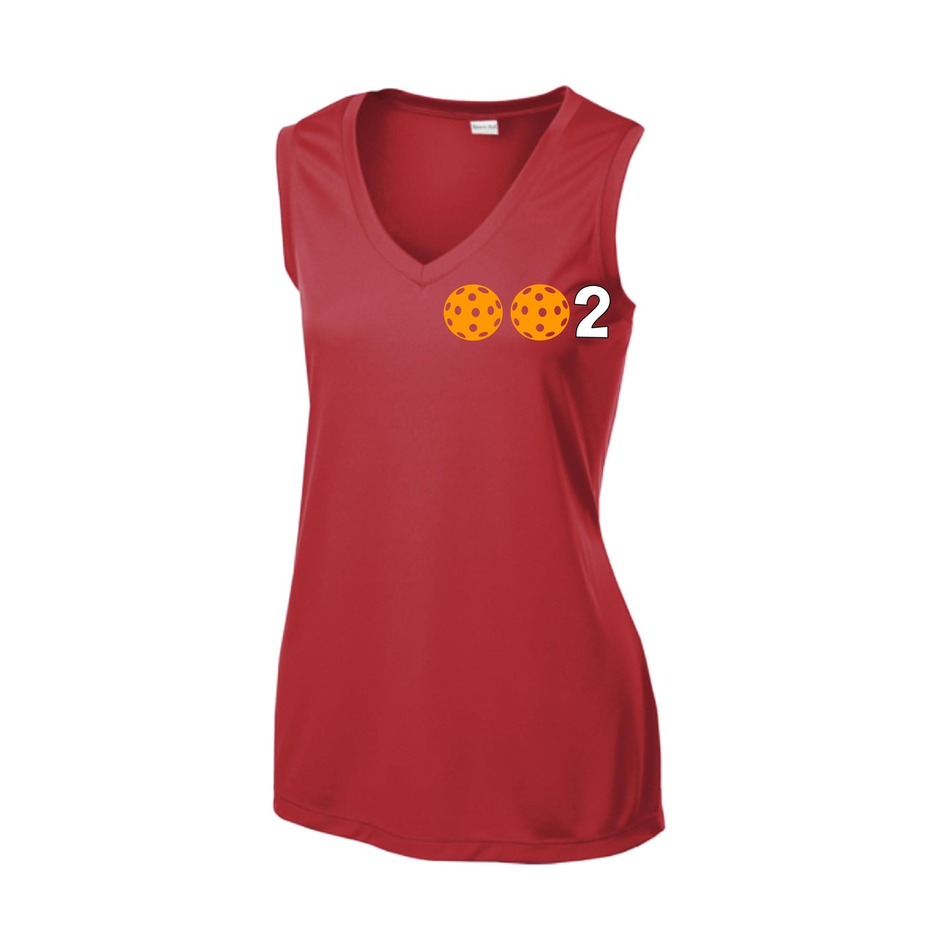 002 With Pickleballs (Rainbow Orange Red Cyan) Customizable | Women’s Sleeveless Athletic Performance T-Shirt | 100% Polyester