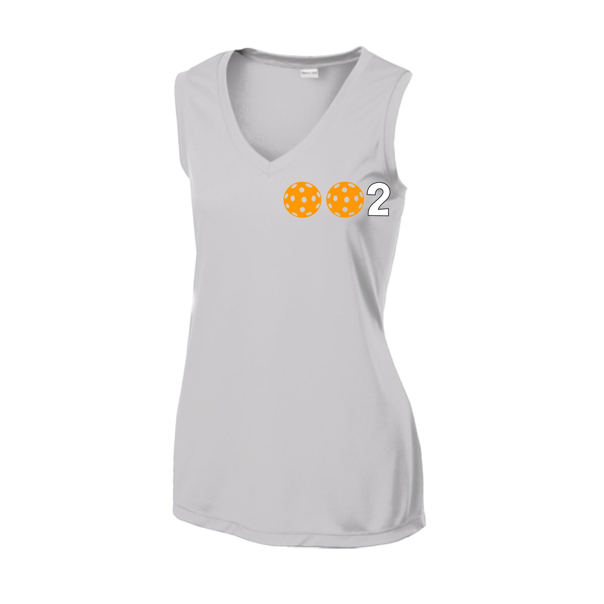 002 With Pickleballs (Rainbow Orange Red Cyan) Customizable | Women’s Sleeveless Athletic Performance T-Shirt | 100% Polyester