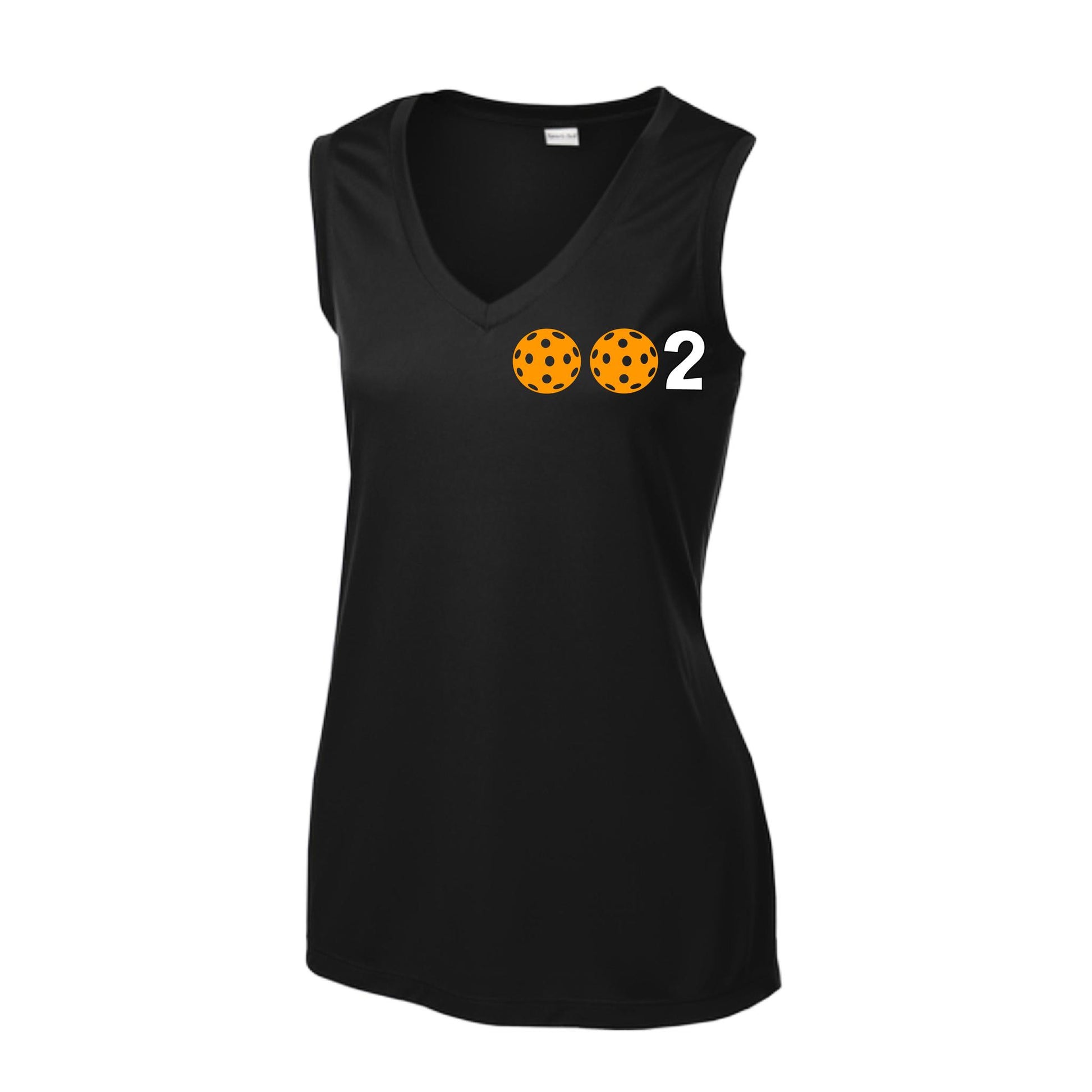 002 With Pickleballs (Rainbow Orange Red Cyan) Customizable | Women’s Sleeveless Athletic Performance T-Shirt | 100% Polyester