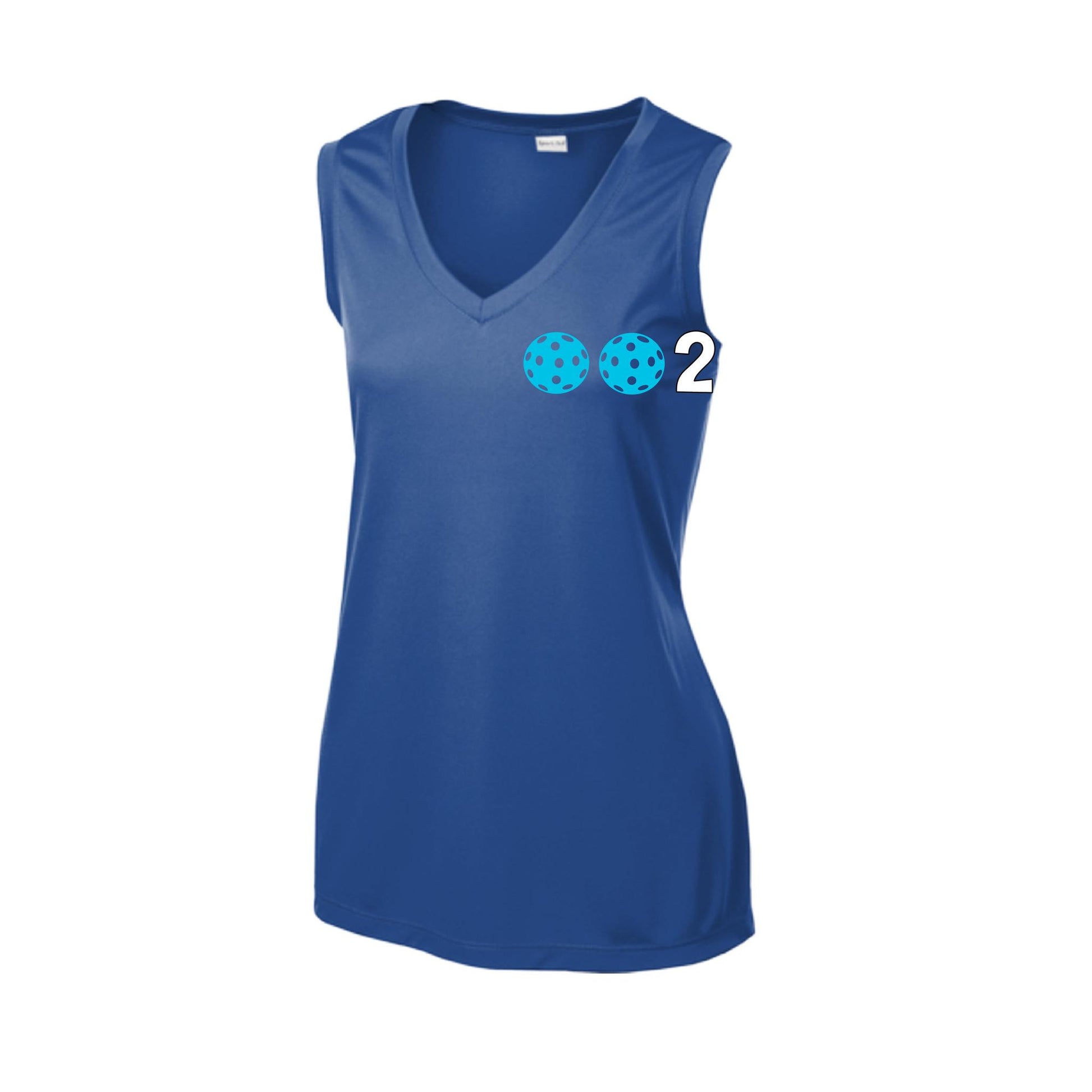 002 With Pickleballs (Rainbow Orange Red Cyan) Customizable | Women’s Sleeveless Athletic Performance T-Shirt | 100% Polyester