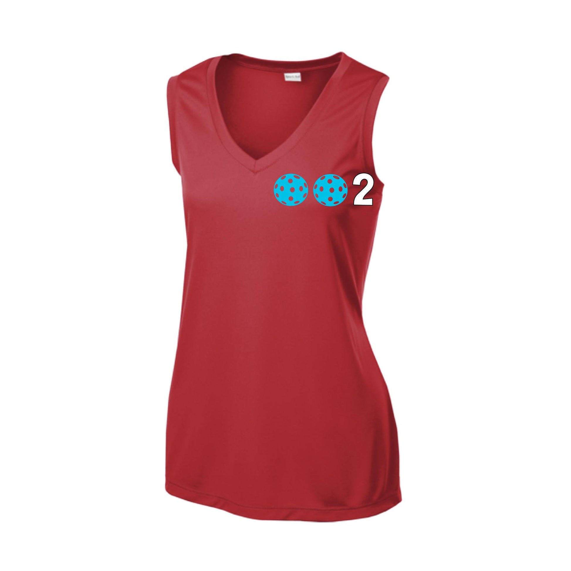 002 With Pickleballs (Rainbow Orange Red Cyan) Customizable | Women’s Sleeveless Athletic Performance T-Shirt | 100% Polyester