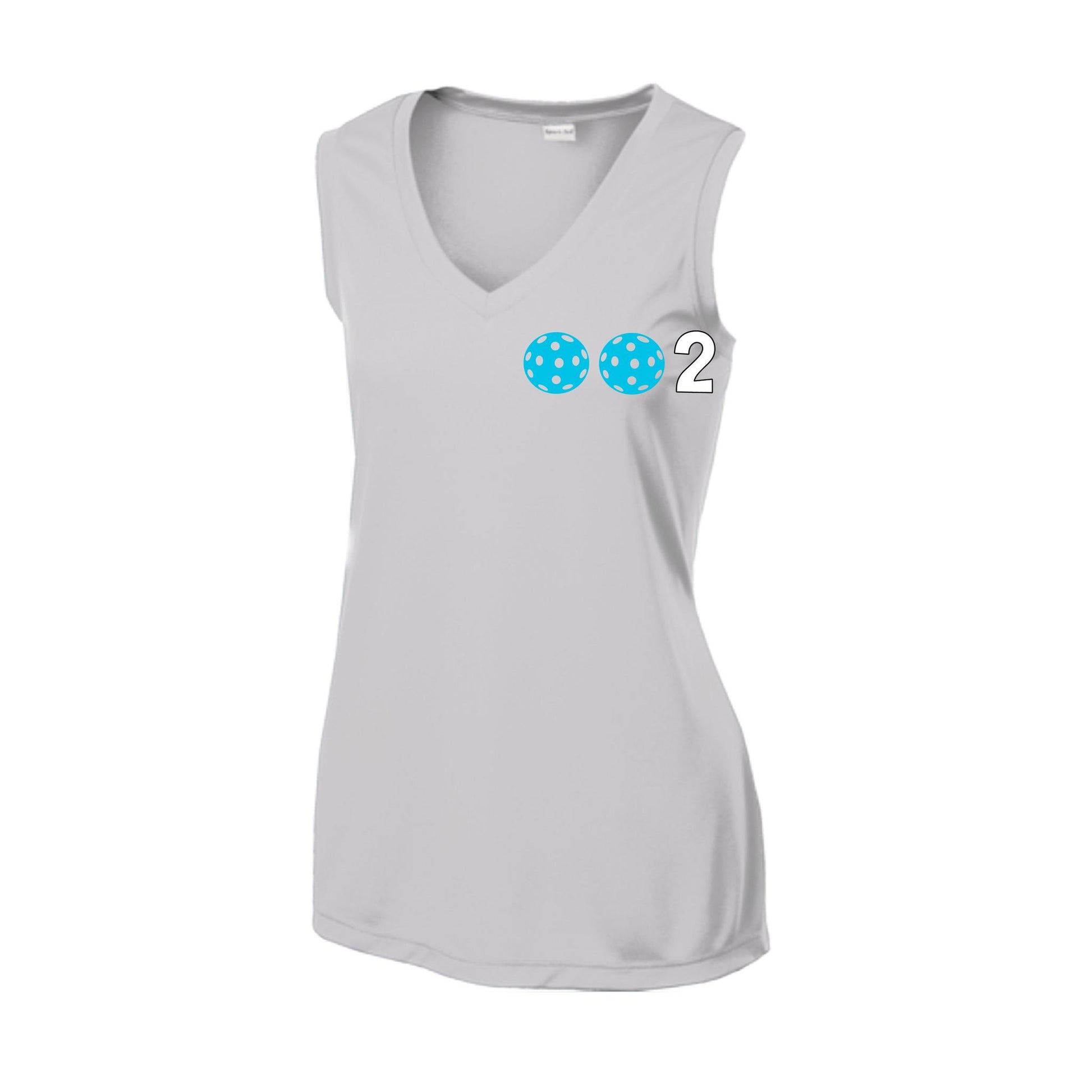 002 With Pickleballs (Rainbow Orange Red Cyan) Customizable | Women’s Sleeveless Athletic Performance T-Shirt | 100% Polyester