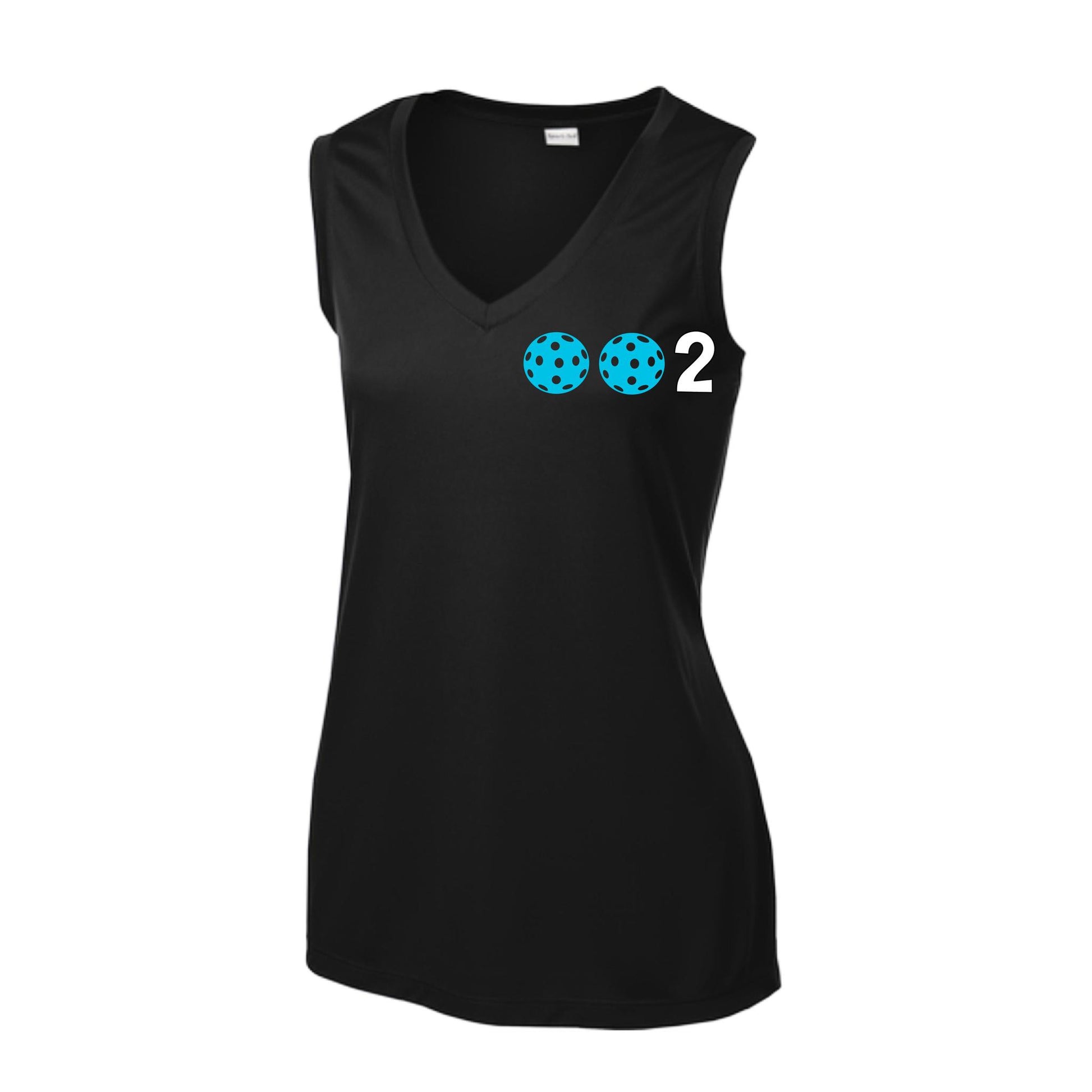 002 With Pickleballs (Rainbow Orange Red Cyan) Customizable | Women’s Sleeveless Athletic Performance T-Shirt | 100% Polyester