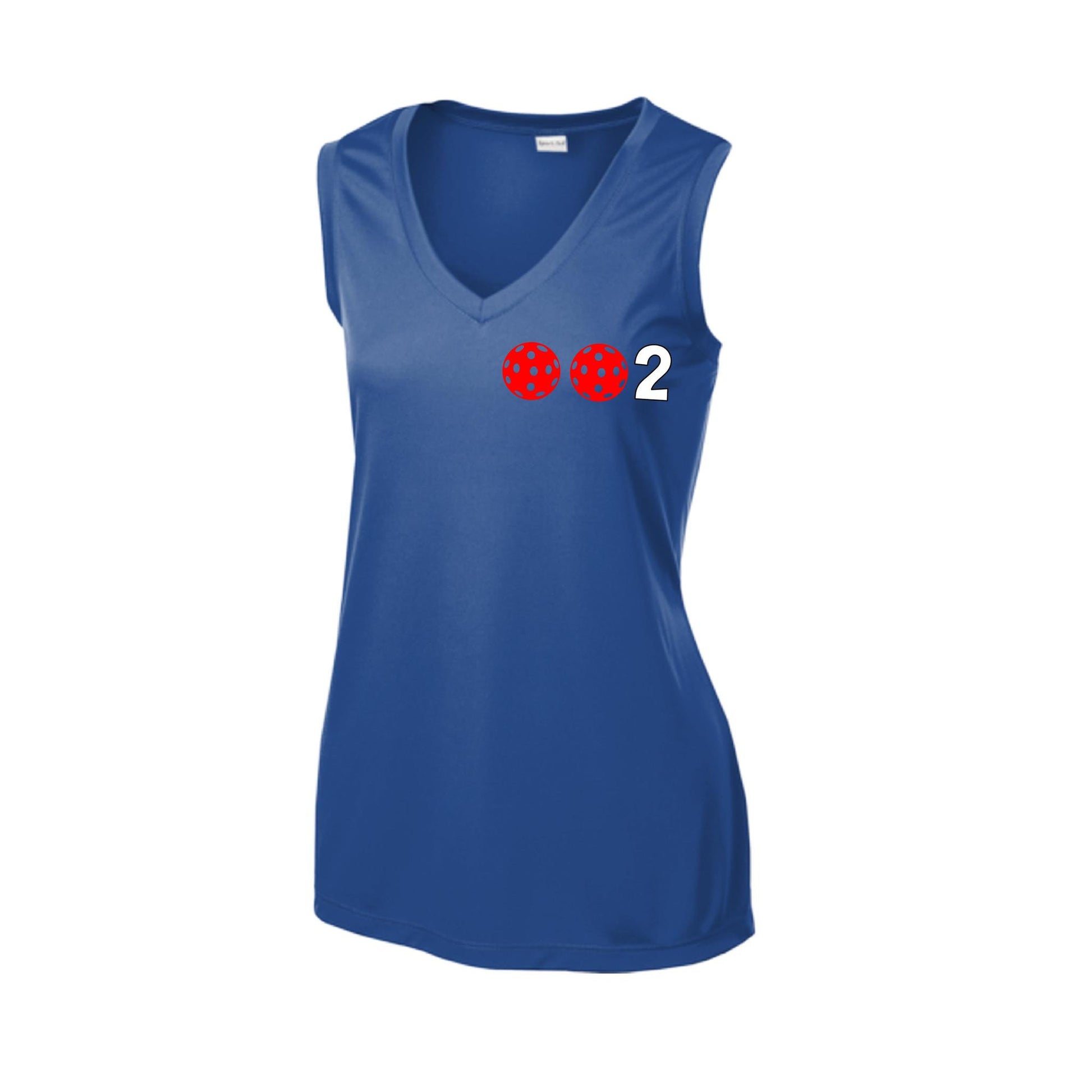 002 With Pickleballs (Rainbow Orange Red Cyan) Customizable | Women’s Sleeveless Athletic Performance T-Shirt | 100% Polyester
