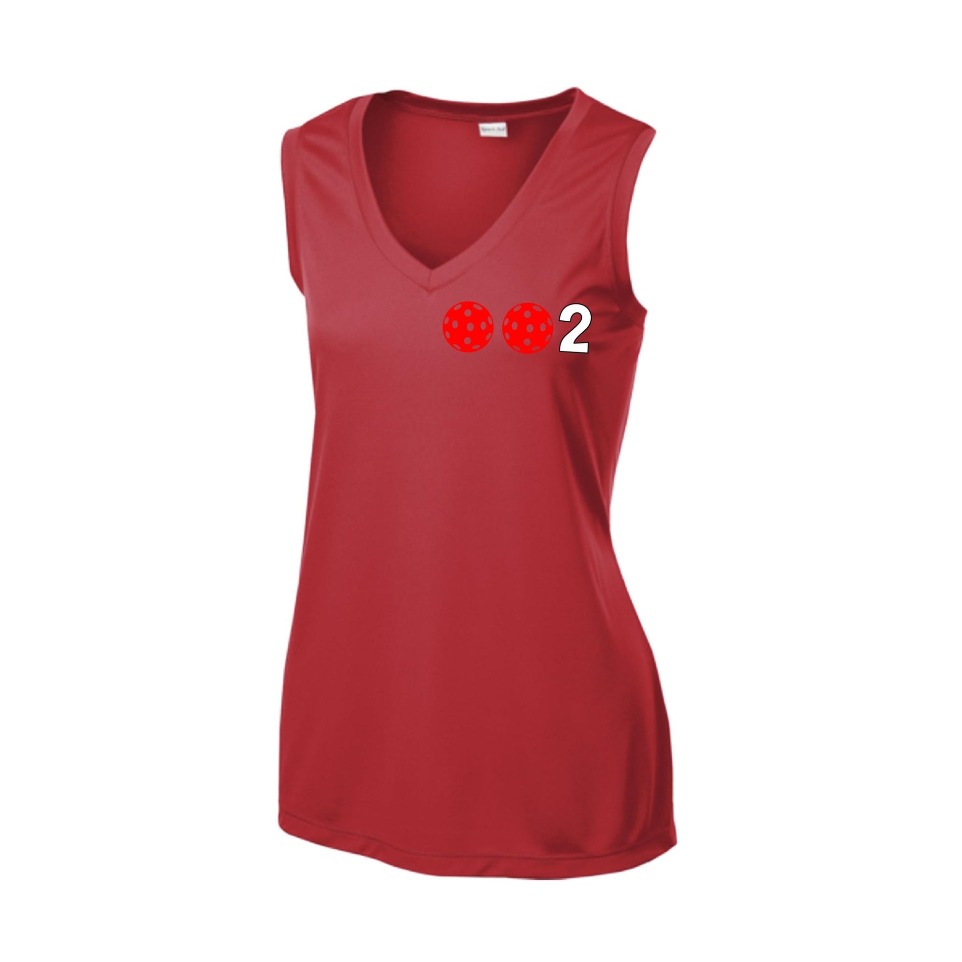 002 With Pickleballs (Rainbow Orange Red Cyan) Customizable | Women’s Sleeveless Athletic Performance T-Shirt | 100% Polyester