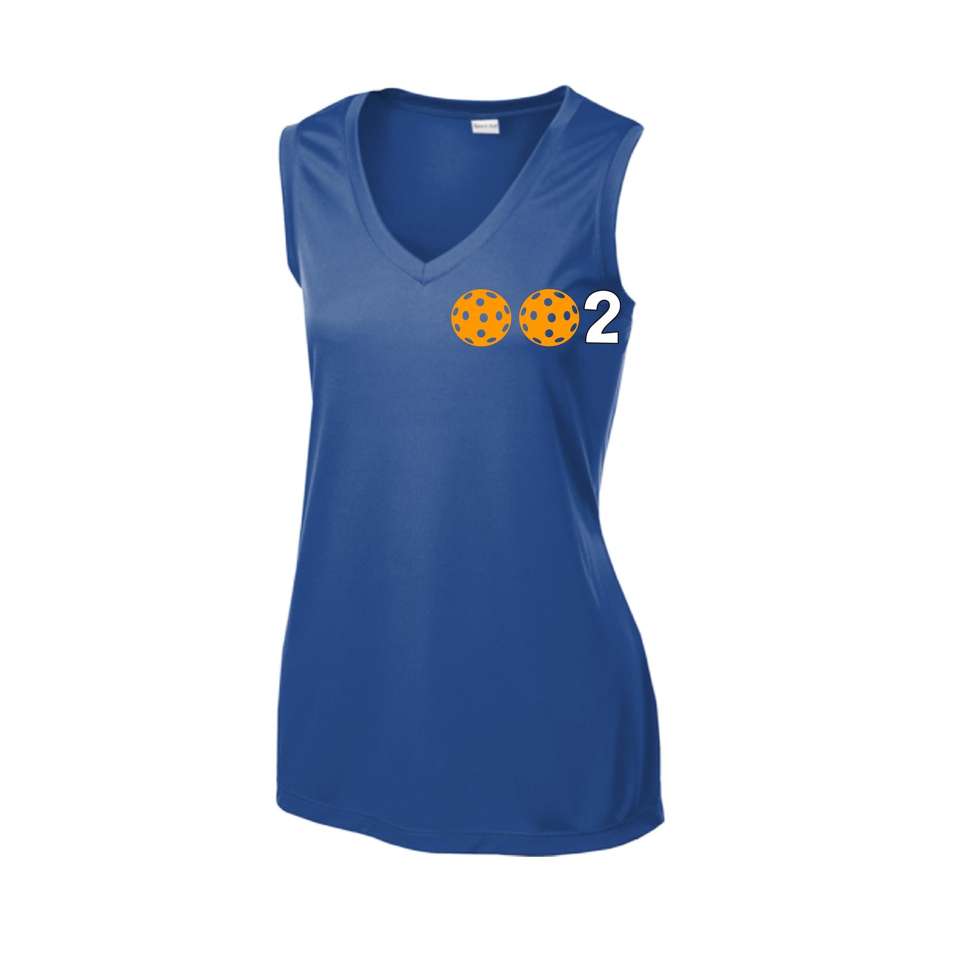 002 With Pickleballs (Rainbow Orange Red Cyan) Customizable | Women’s Sleeveless Athletic Performance T-Shirt | 100% Polyester