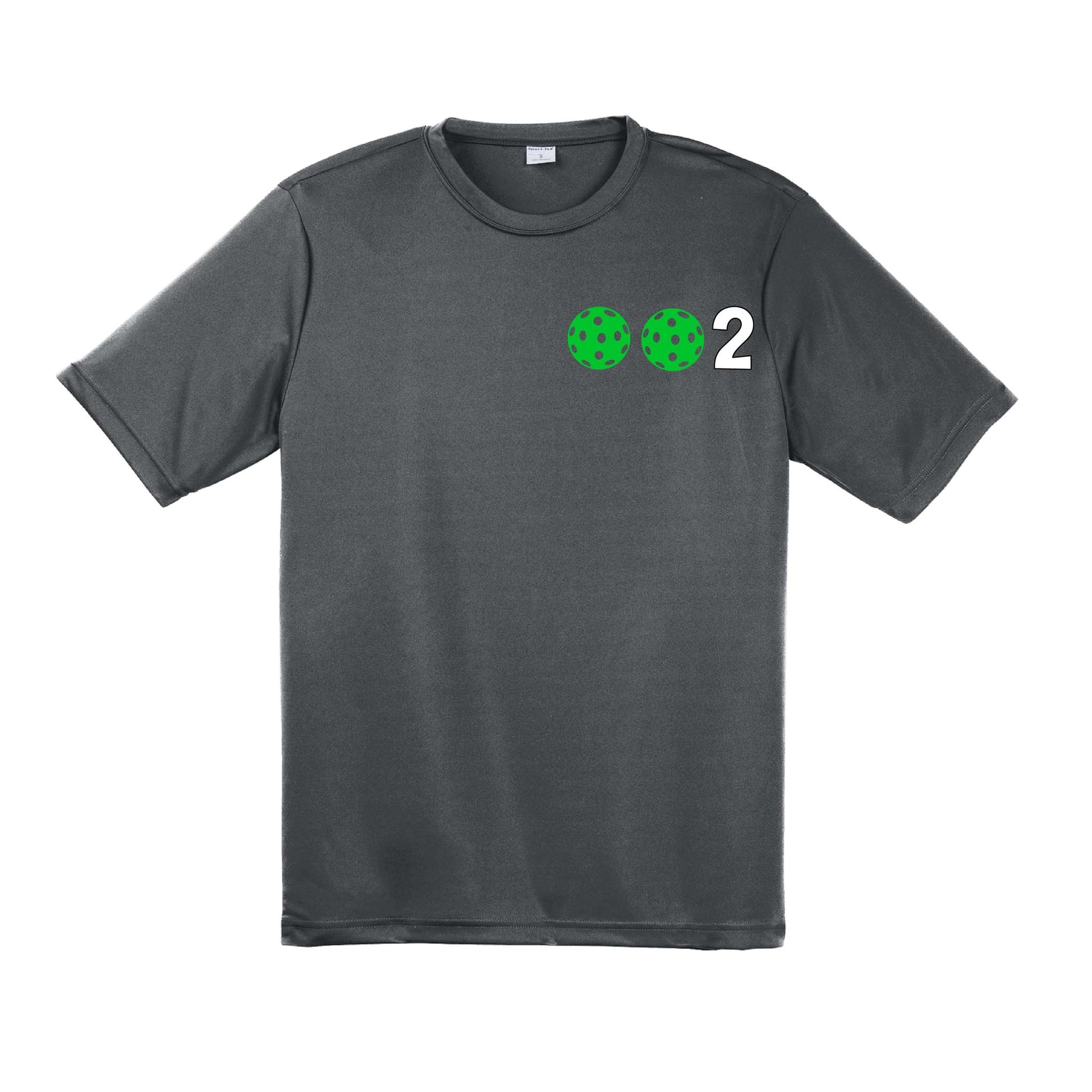 002 With Pickleballs (Red Green Orange) Customizable | Men's Short Sleeve Pickleball Performance T-Shirt | 100% Polyester