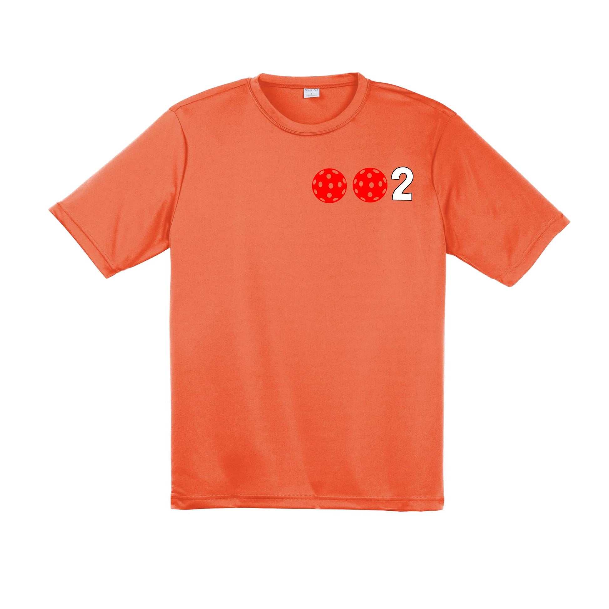 002 With Pickleballs (Red Green Orange) Customizable | Men's Short Sleeve Pickleball Performance T-Shirt | 100% Polyester