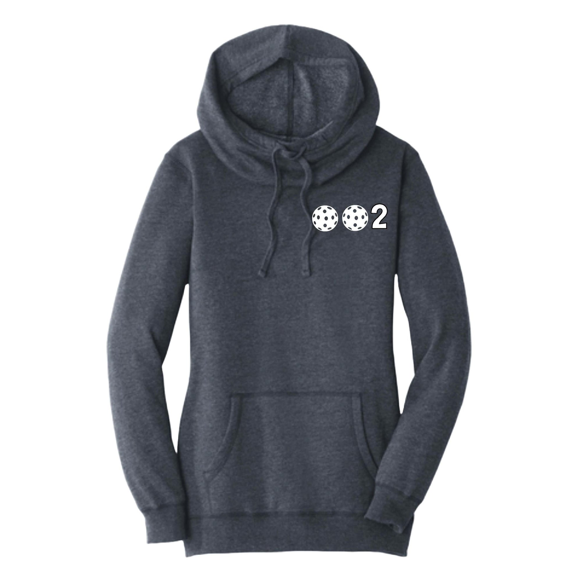 002 With Pickleballs (Red White Yellow) | Women’s Cowl-Neck Hoodie Pickleball Sweatshirt | 55% Cotton 45% Poly Fleece